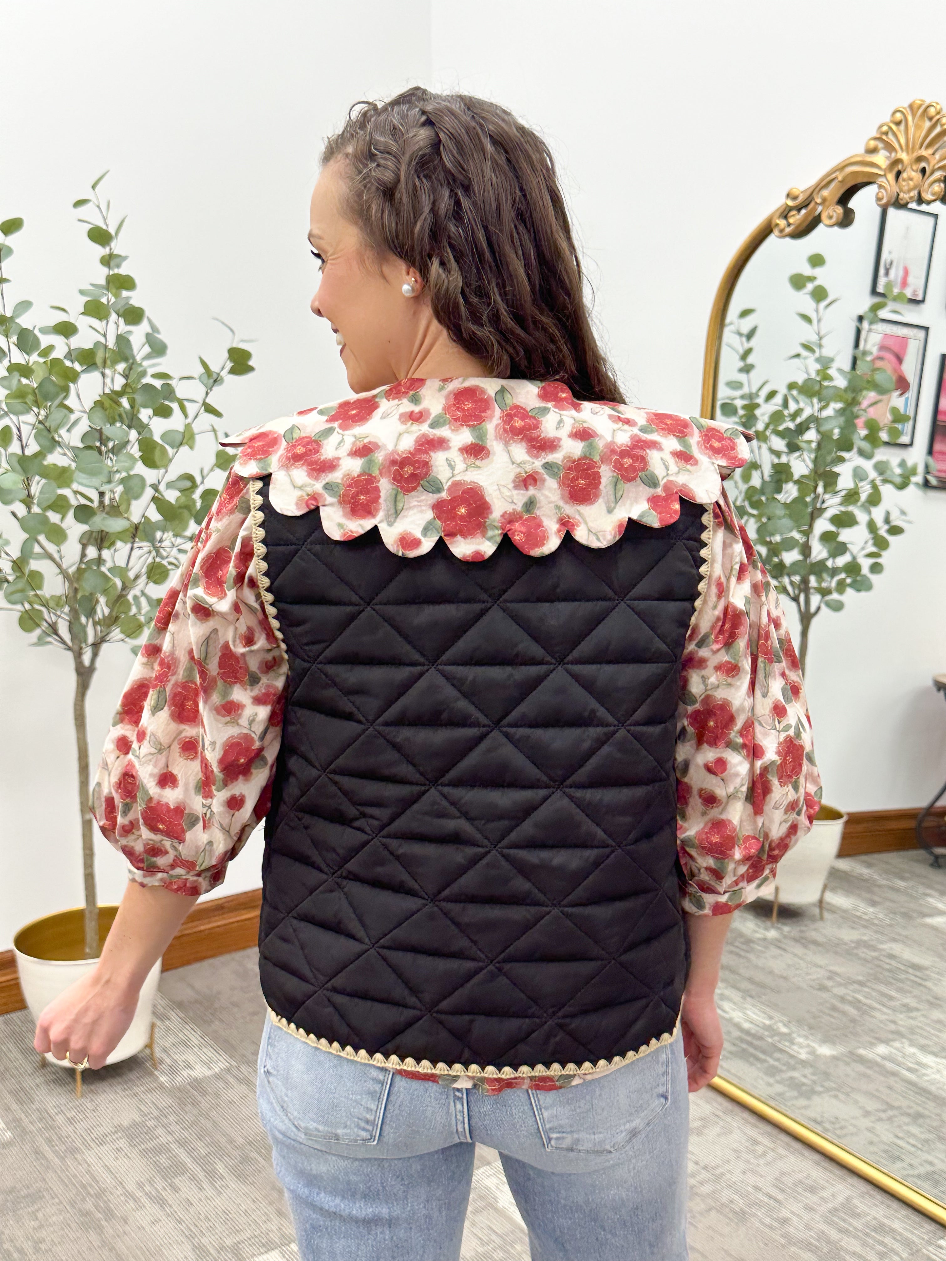 Alahna Black Quilted Vest