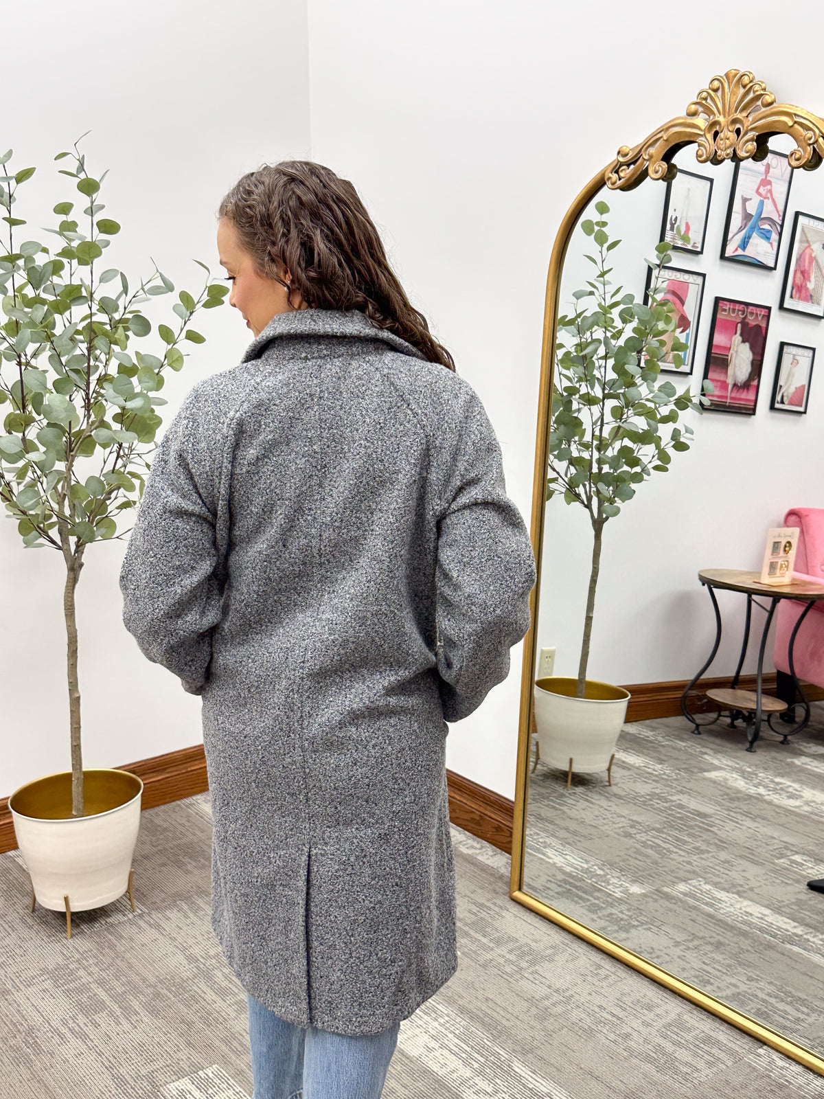 Gray Longline Teddy Jacket