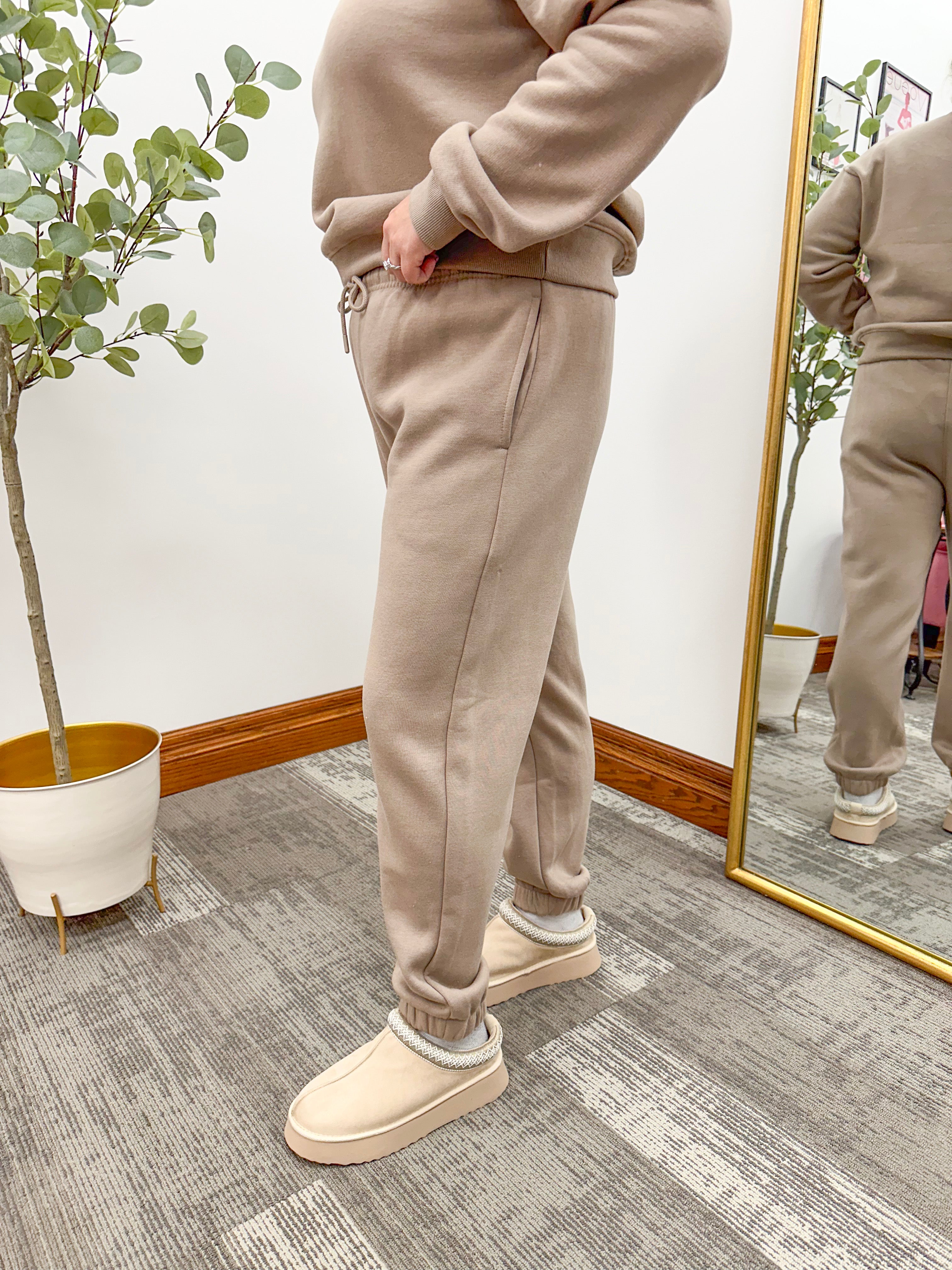 Taupe Fleece Jogger Sweatpants