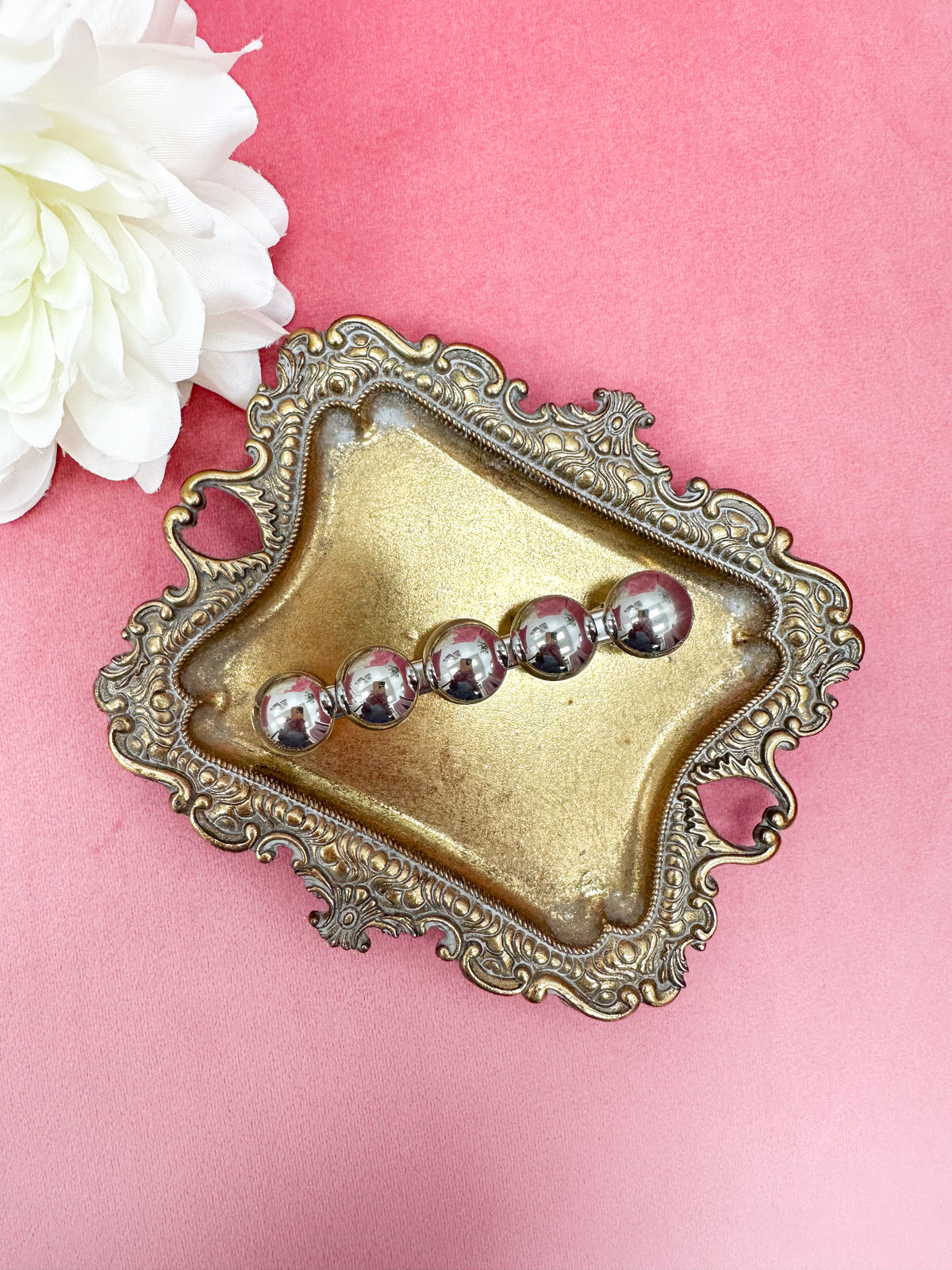 Silver Bubble Aligator Hair Clips