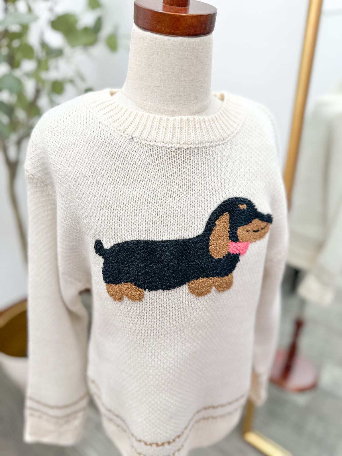 Girls Dachshund Knit Sweater