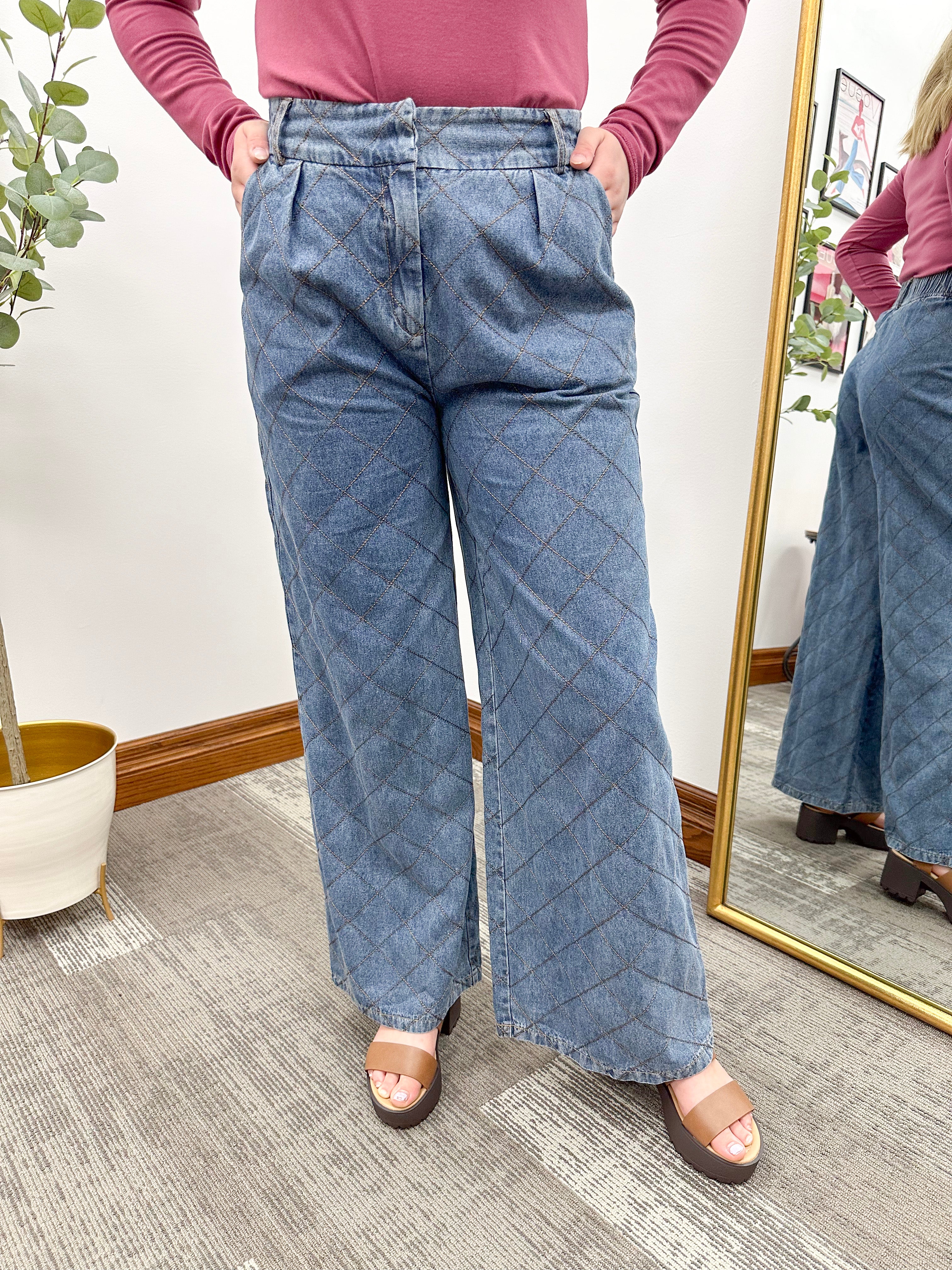 Denim Wide Leg Pants