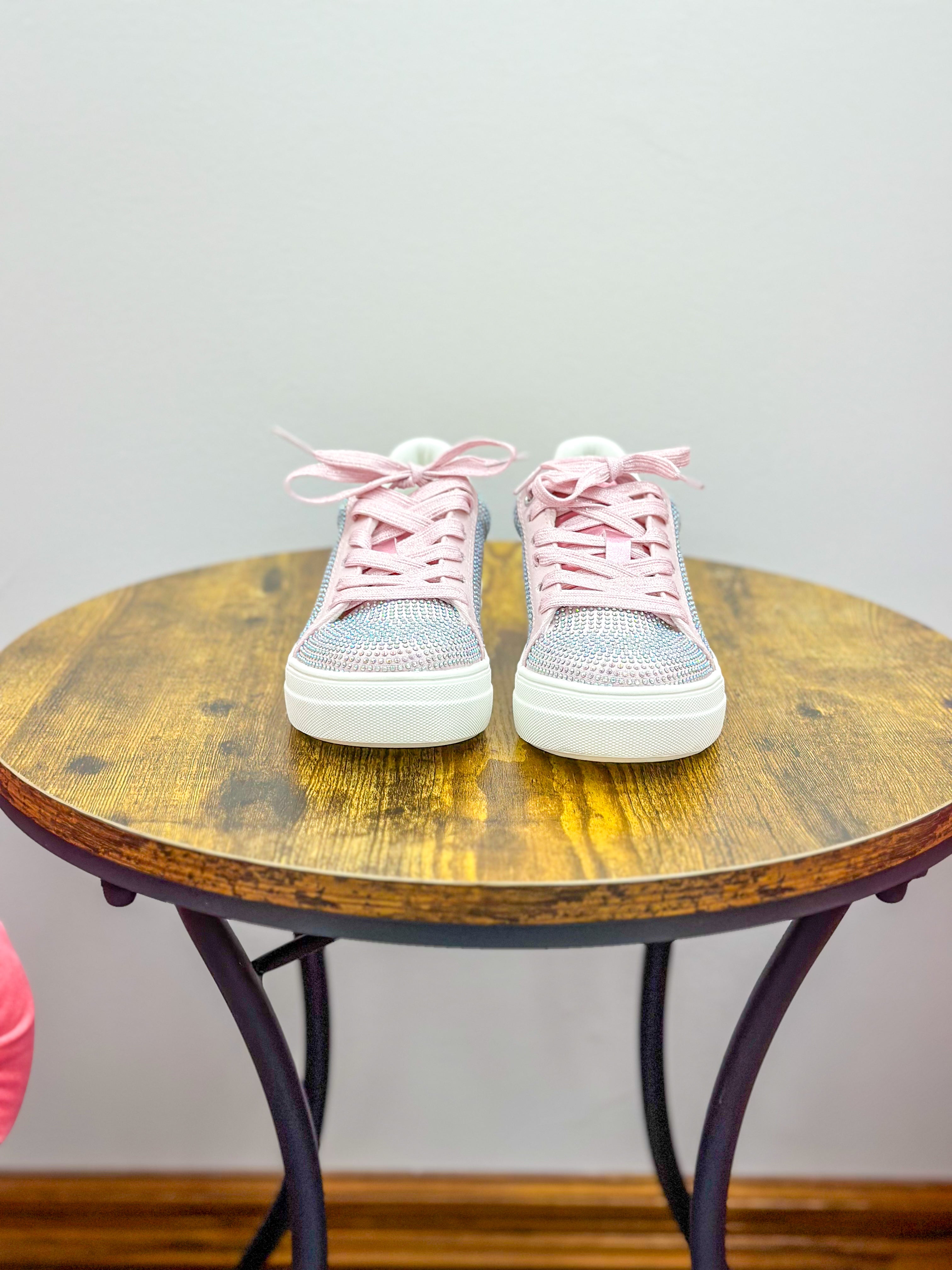 Girls Pink Sparkle Sneakers