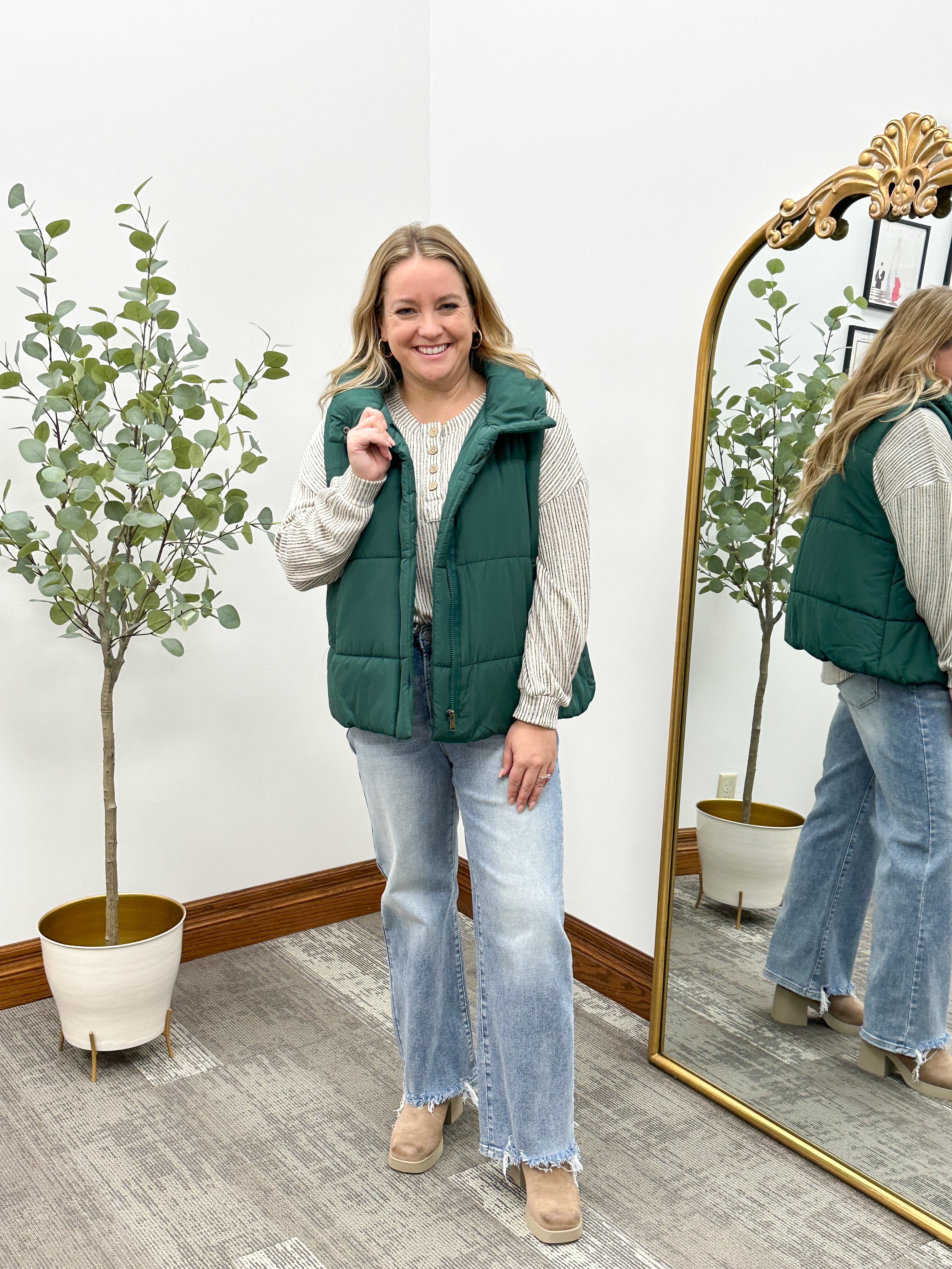 Tausha Green Puffer Vest