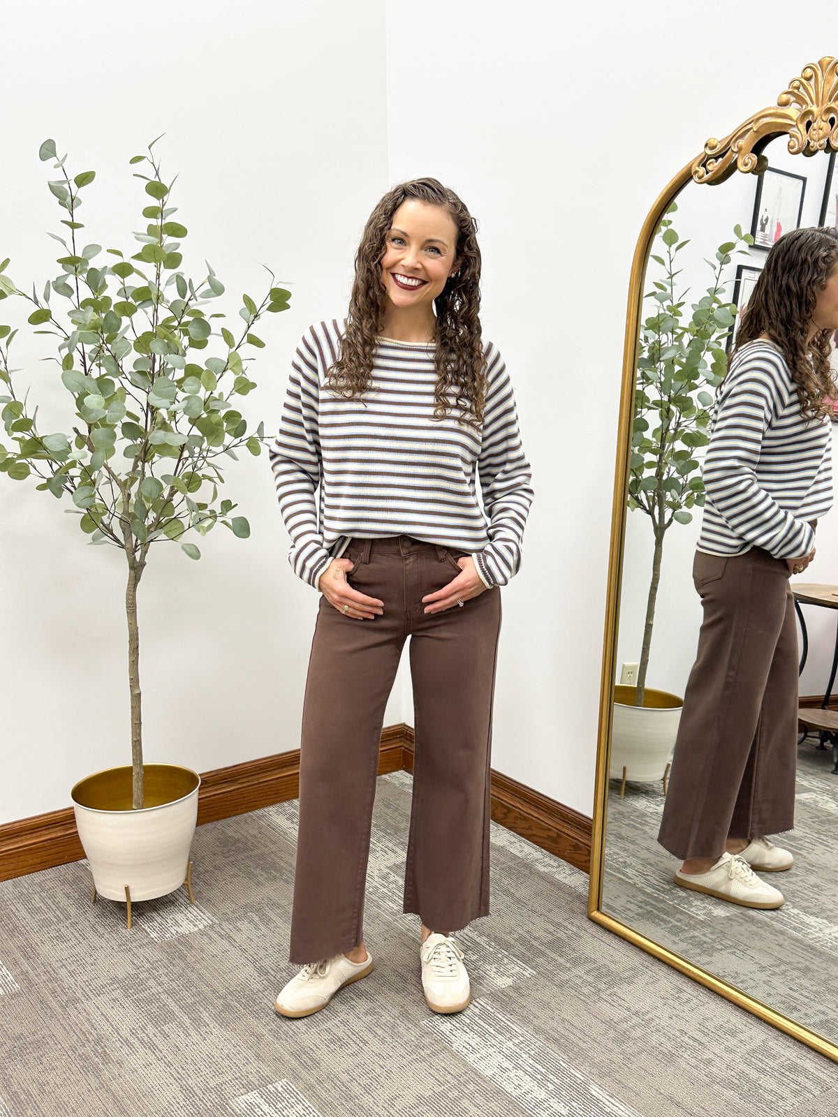 High Rise Slim Espresso Wide Leg Jean