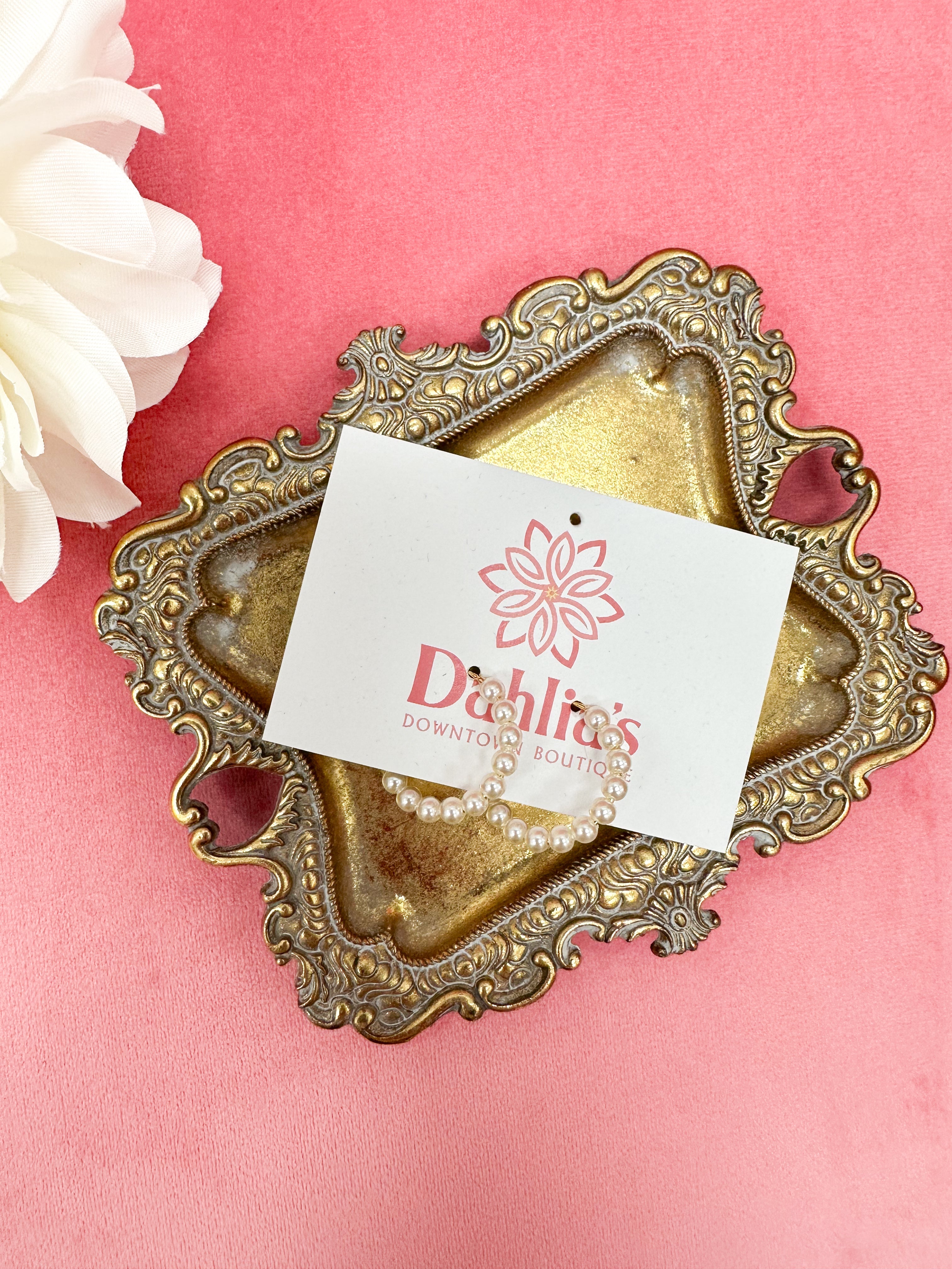 Pearl Beaded Hoop Earrings