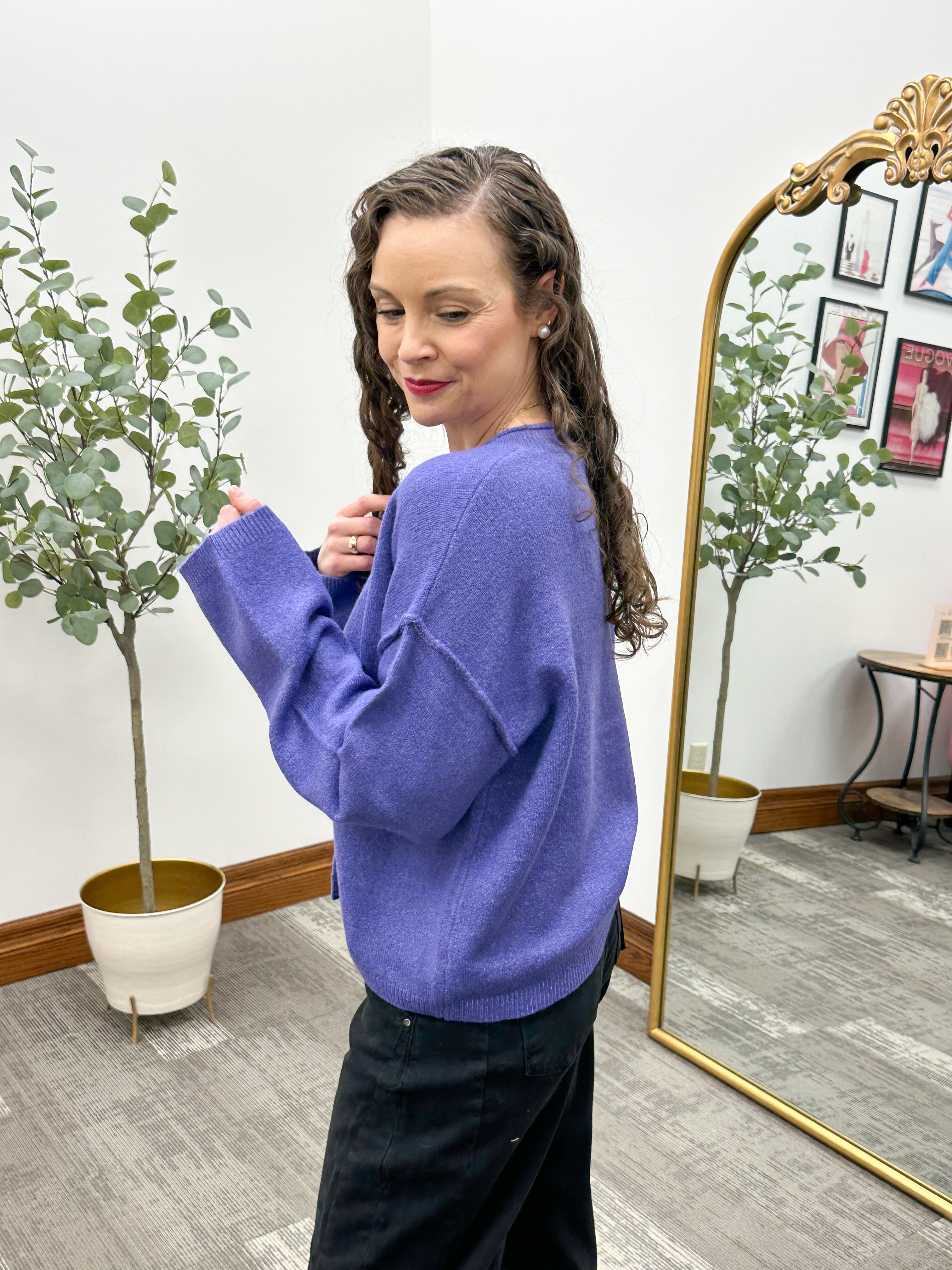 Purple Button Up Cardigan