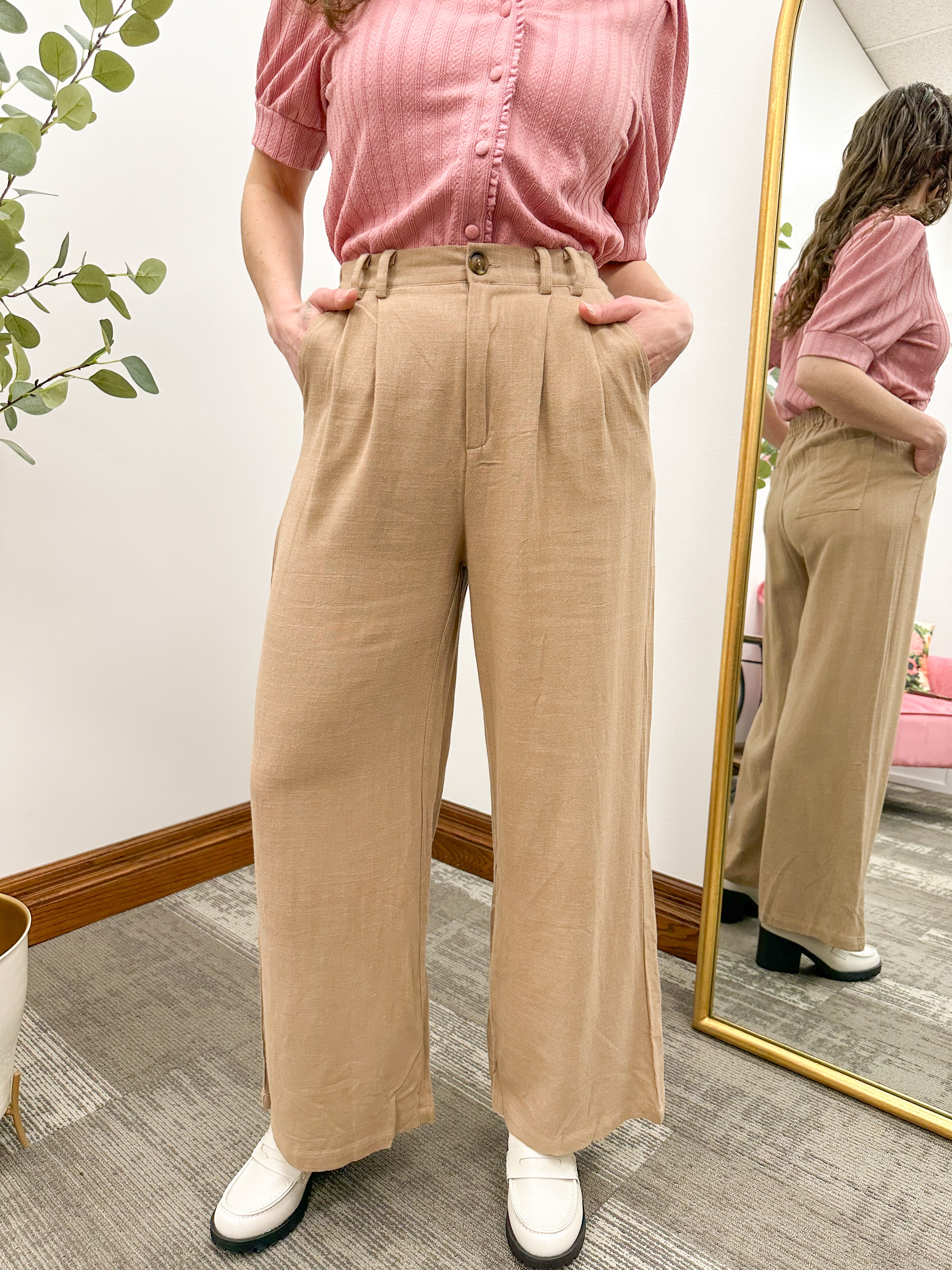 Cassidy Taupe Wide Leg Trousers