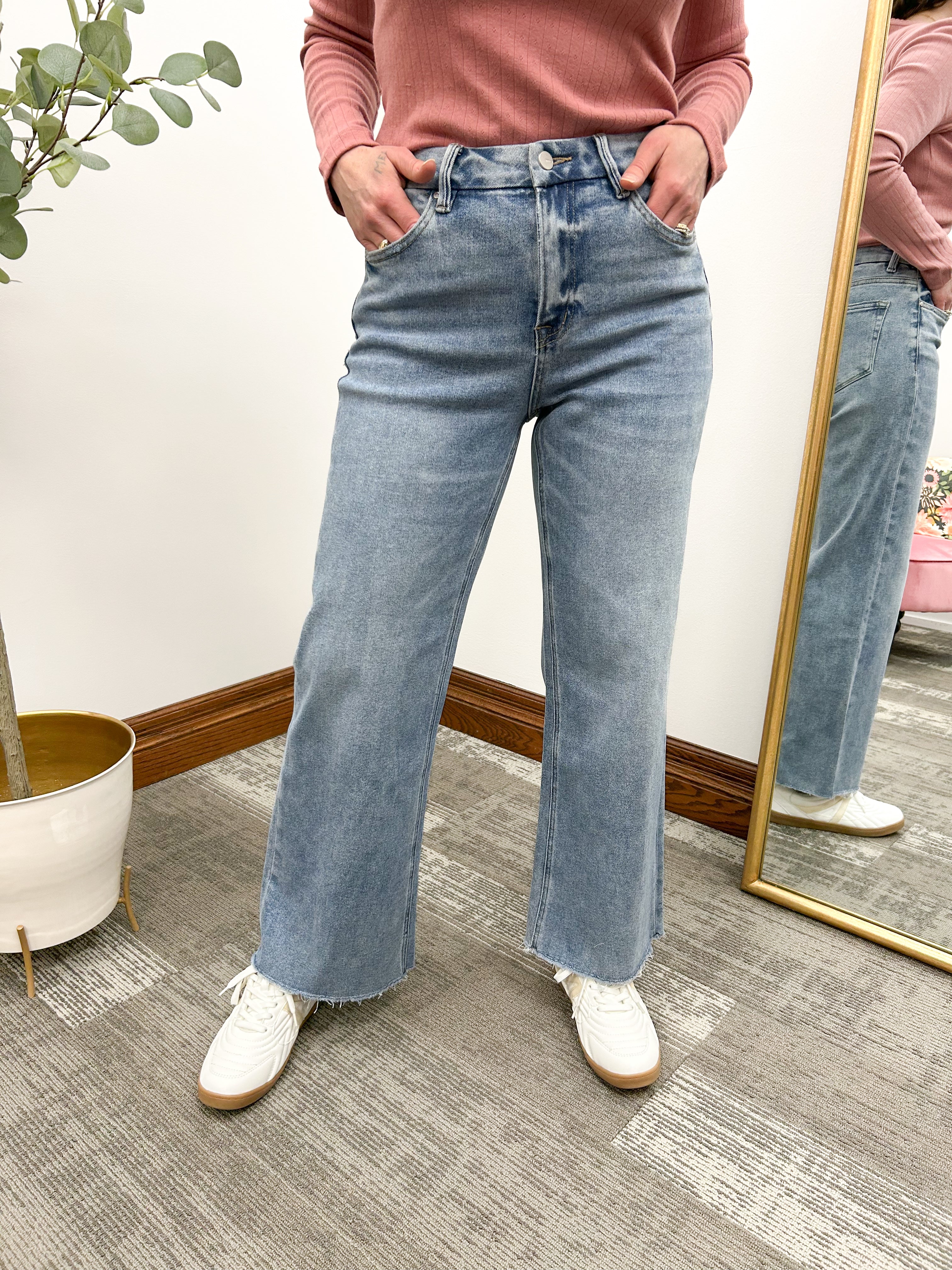 Medium Wash Super HR Wide Leg Mica Jeans