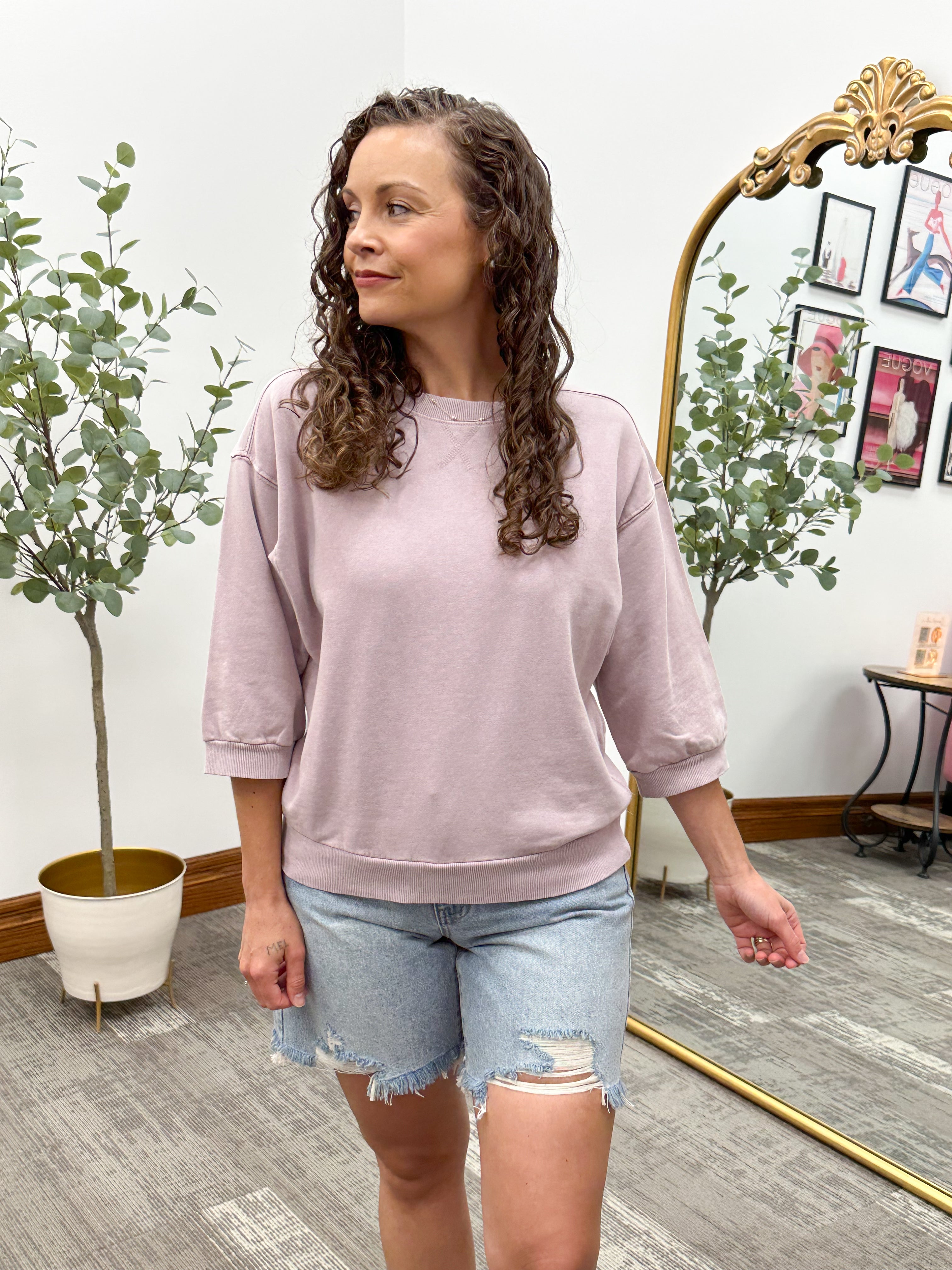 Washed Short Sleeve Sweatshirt