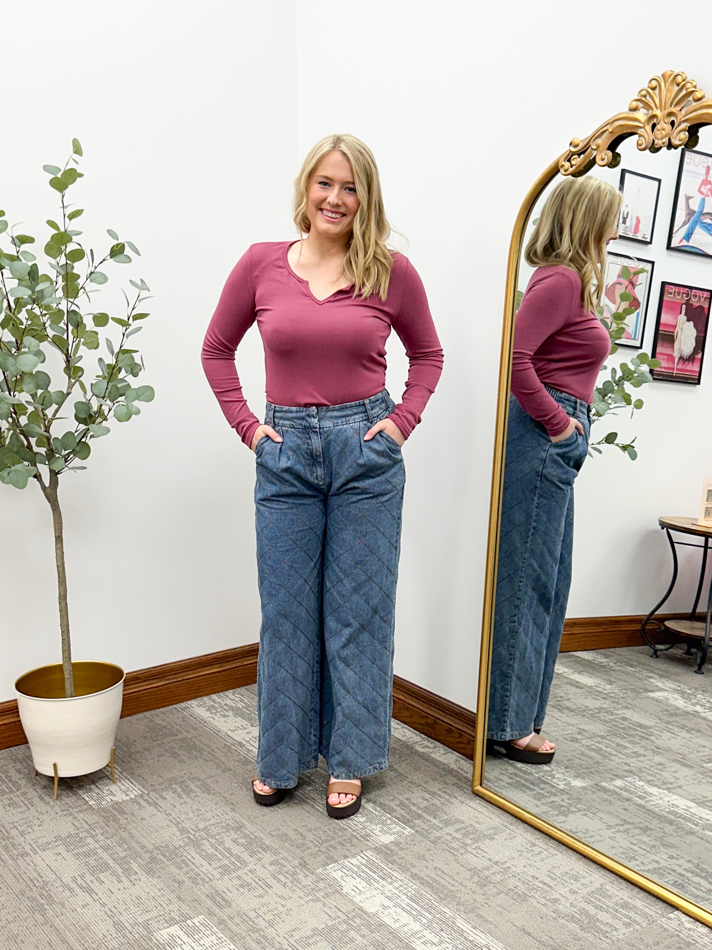 Denim Wide Leg Pants