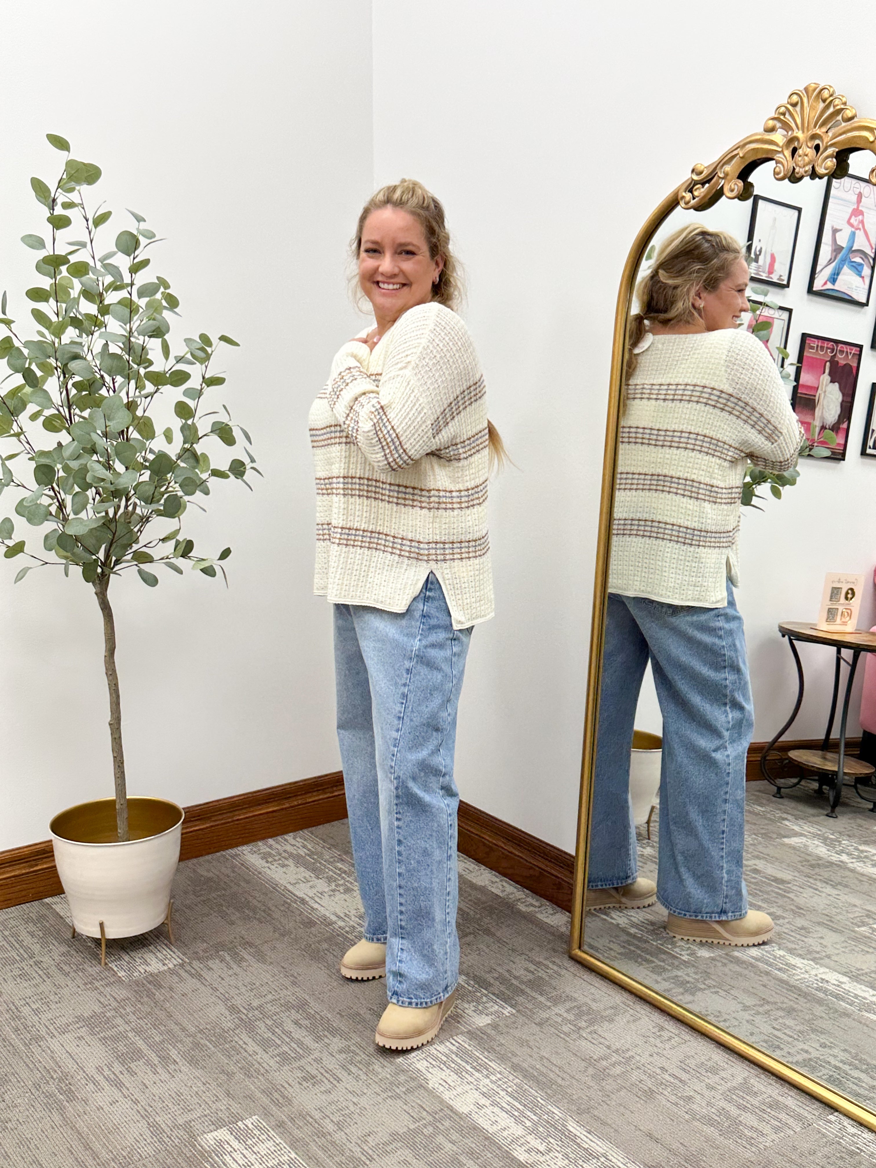 Multi Striped Chunky Knit Sweater