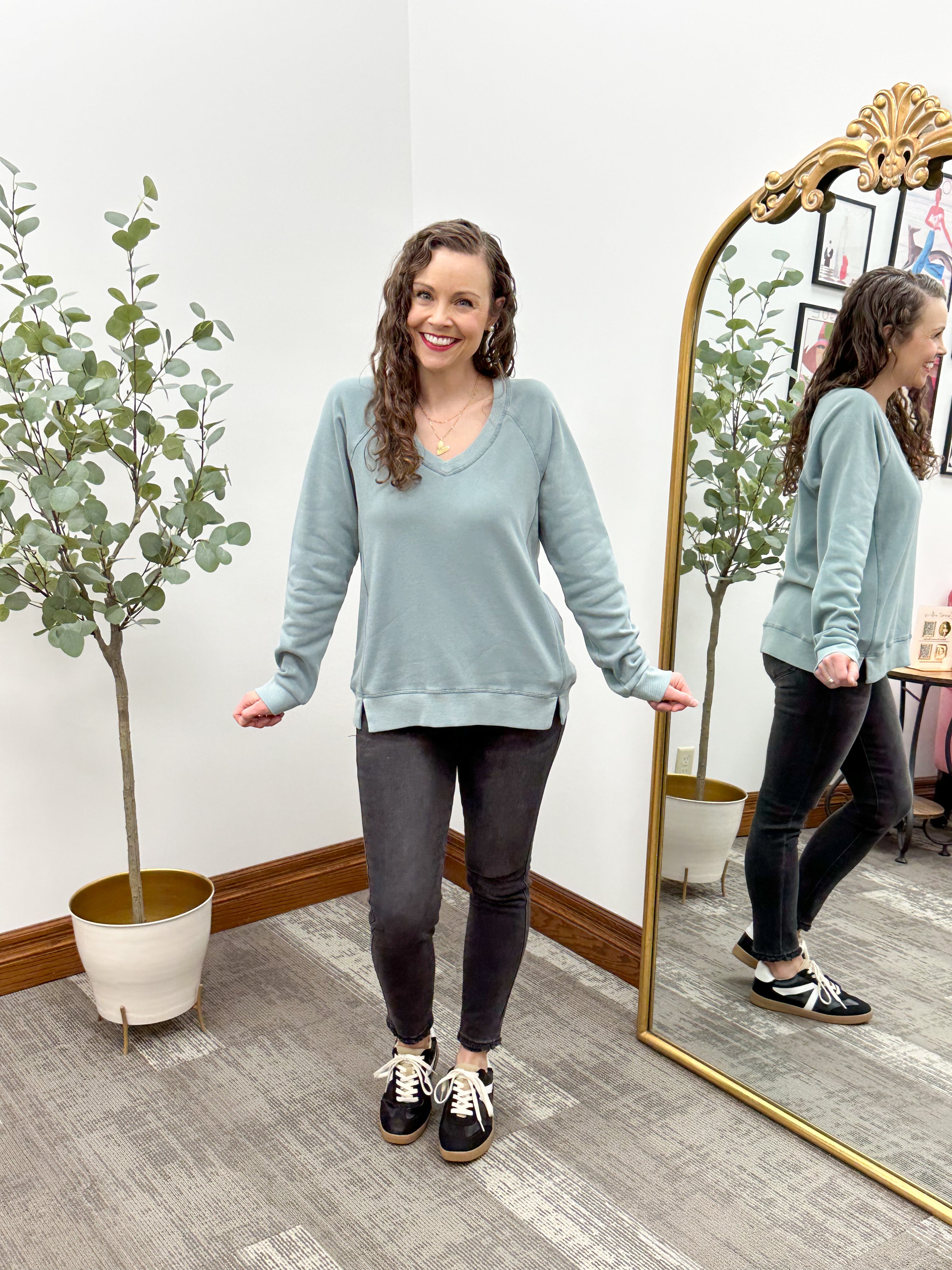 Ruby Light Teal Blue Oversized Sweatshirt