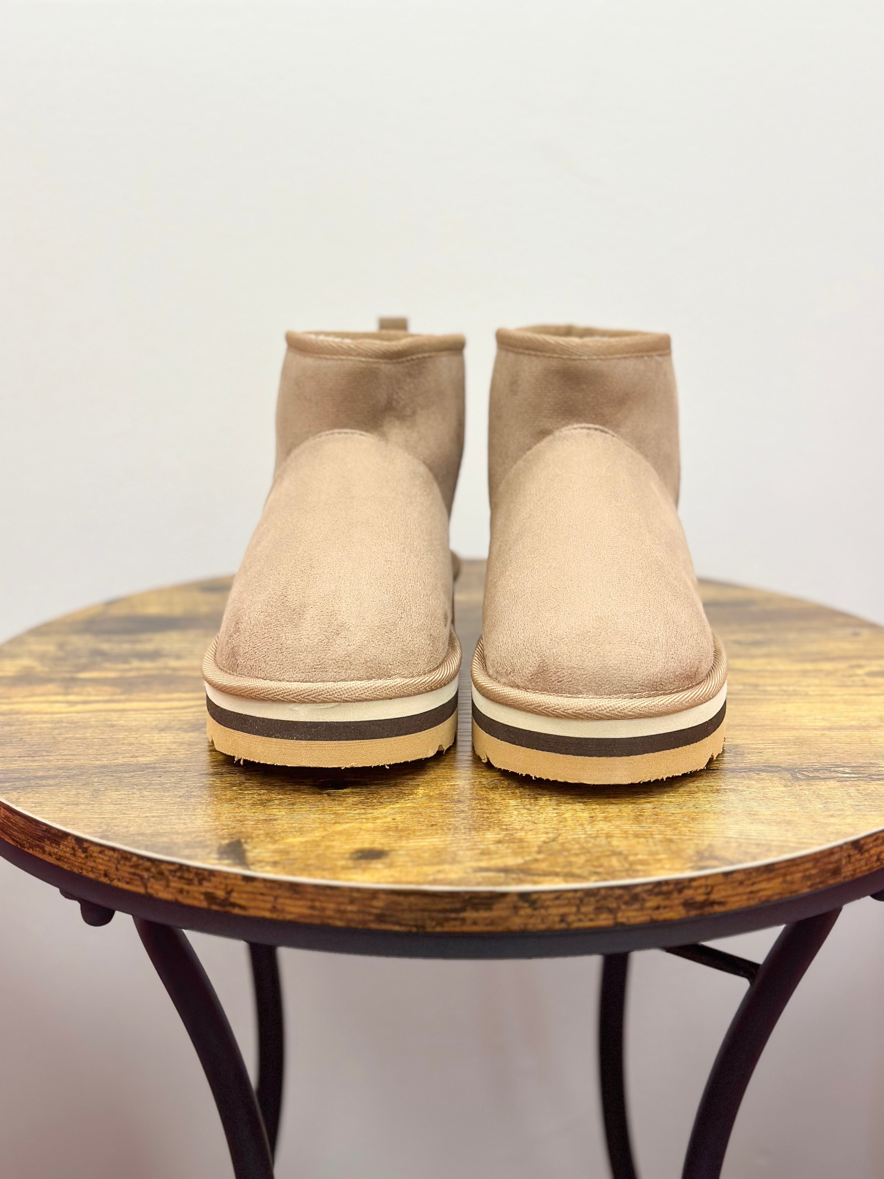 Taupe Suede Platform Boots