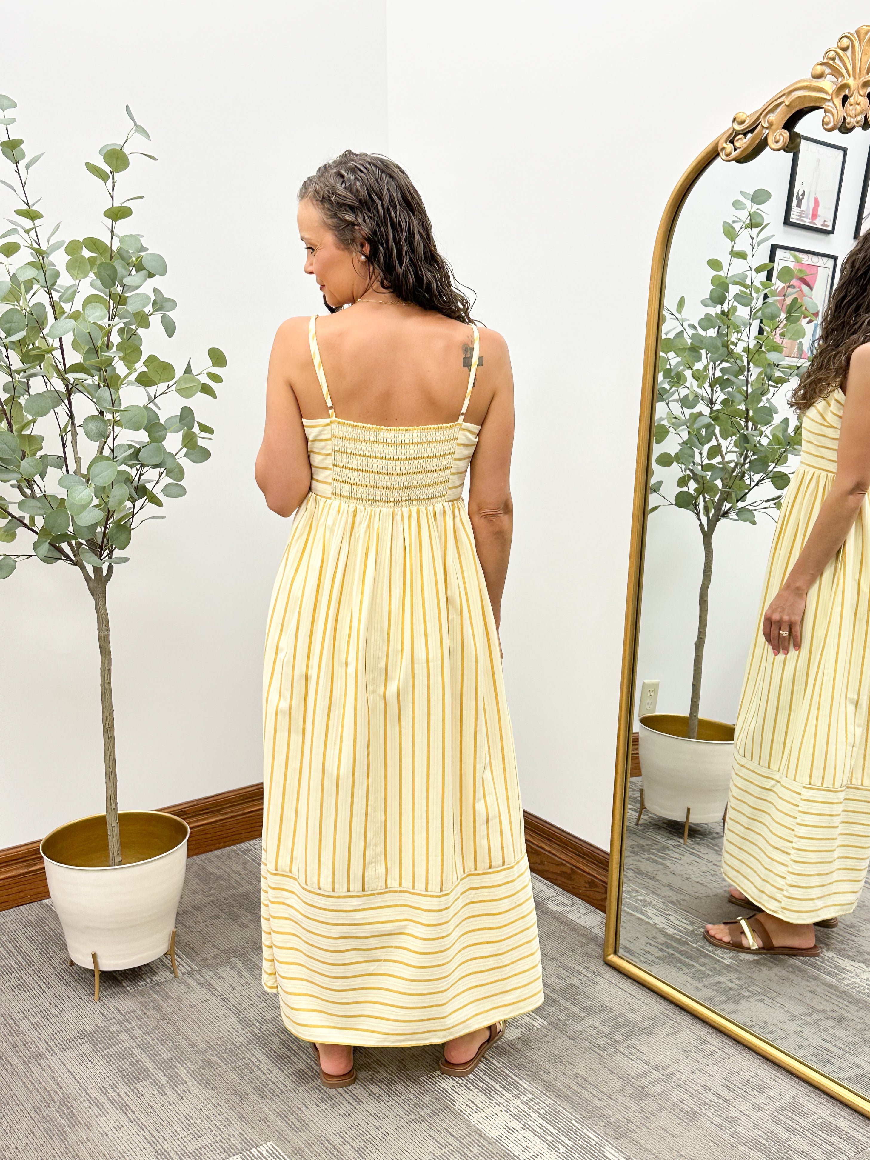 Honey Yellow Striped Maxi Dress