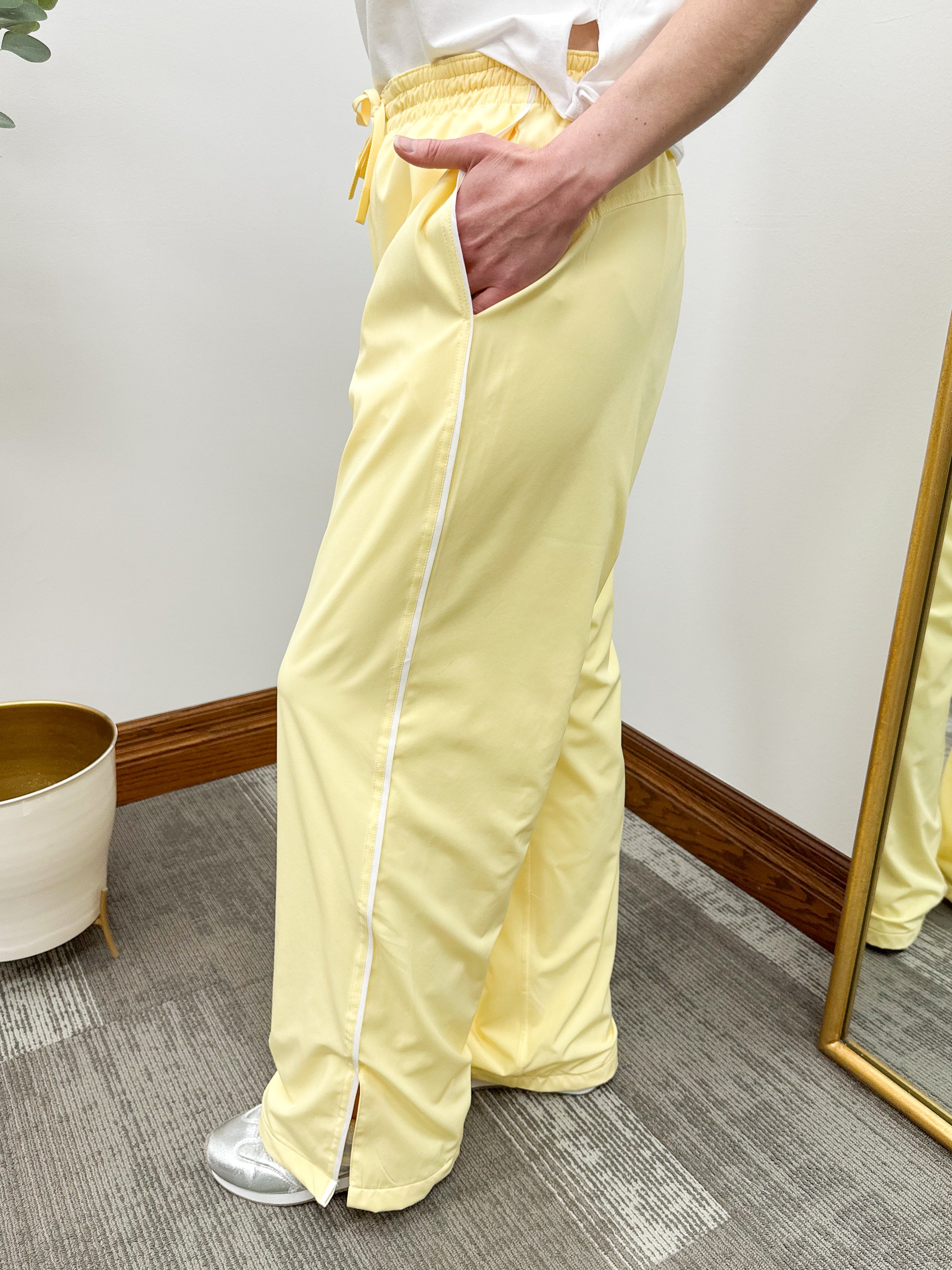 Yellow Split Hem Track Pants