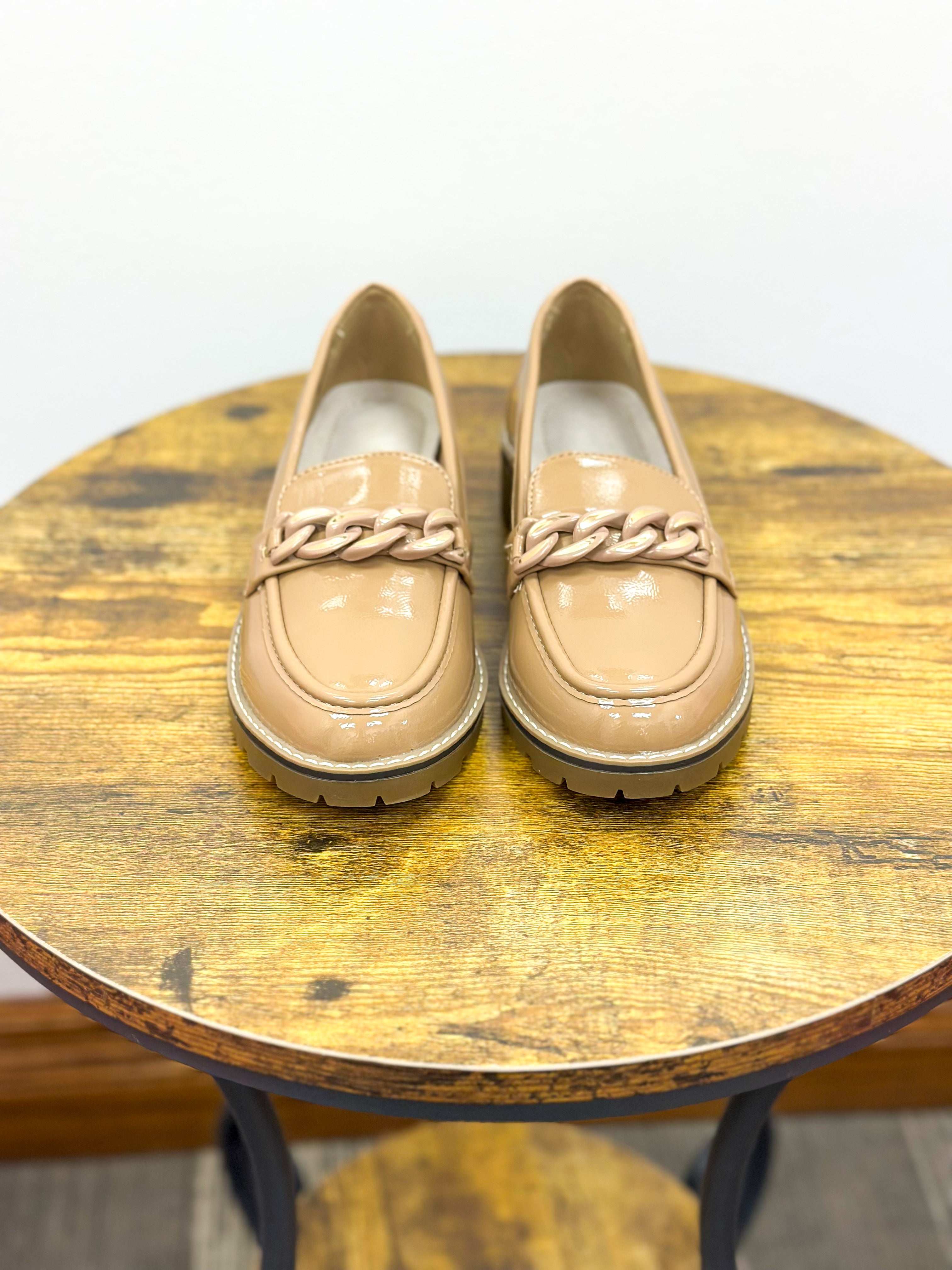 Tan Patent Leather Loafers