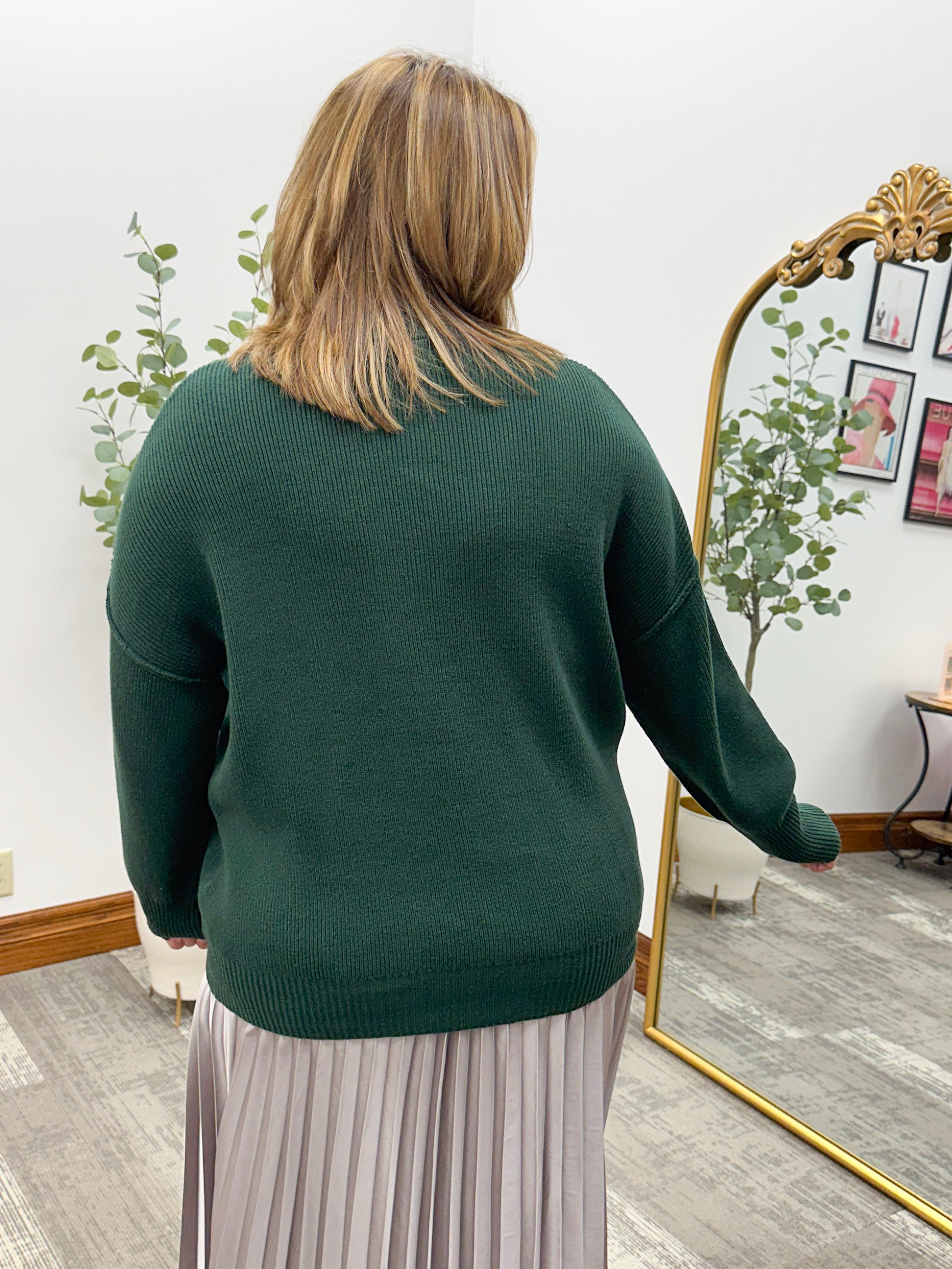 Hunter Green Mock Neck Sweater