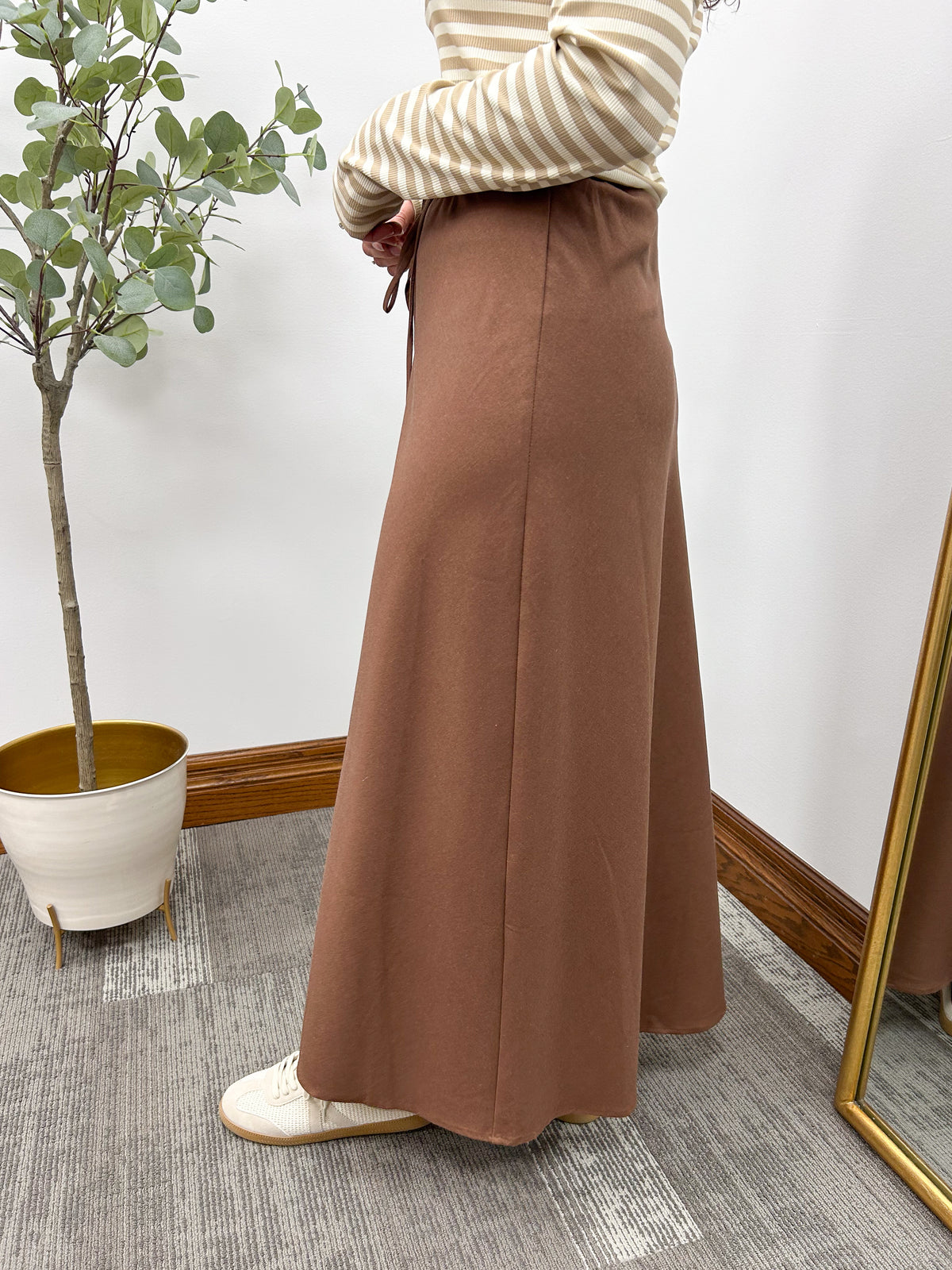 Brown Linen Maxi Skirt