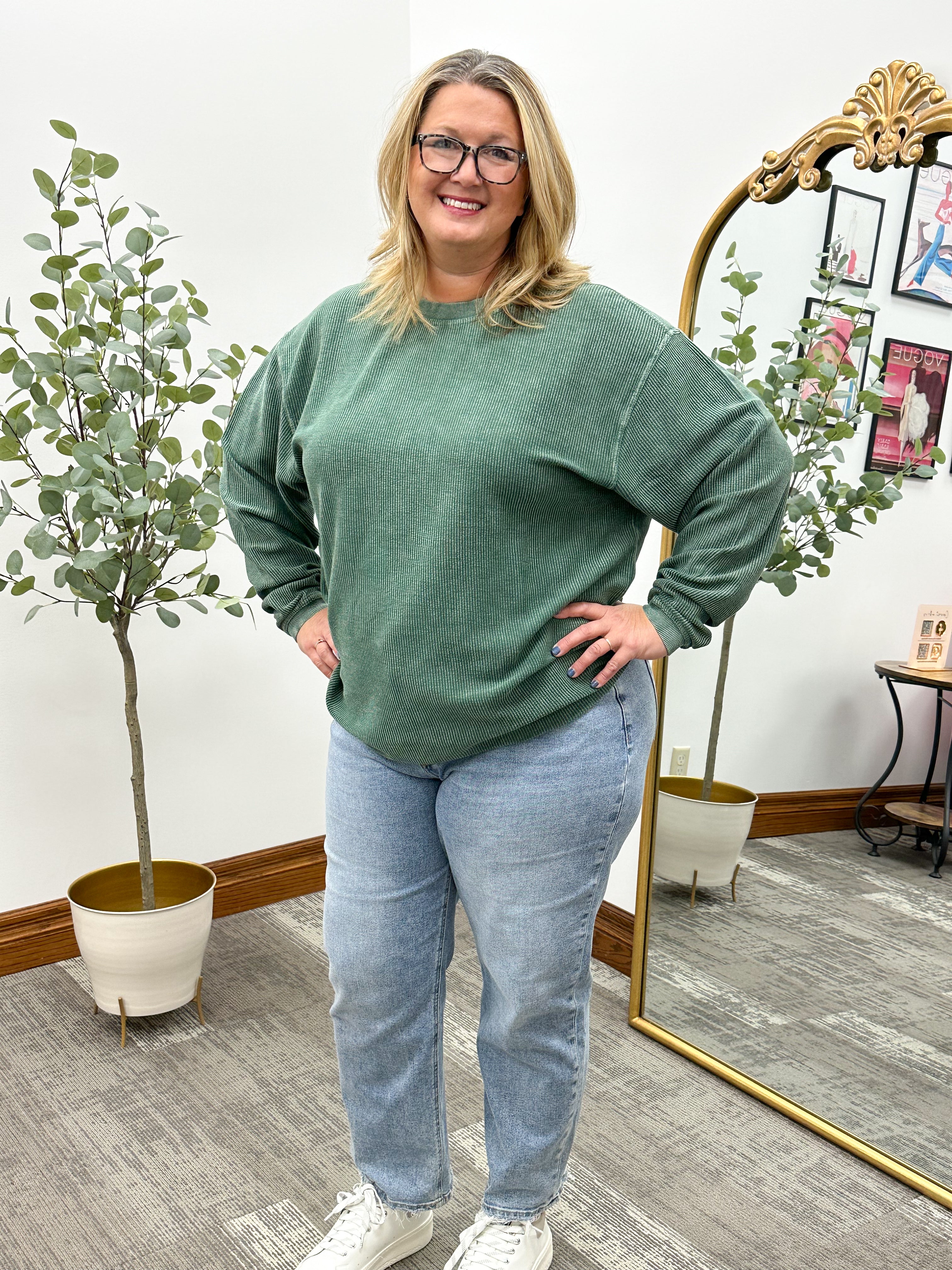 Tabitha Oversized Corded Crewneck Sweatshirt