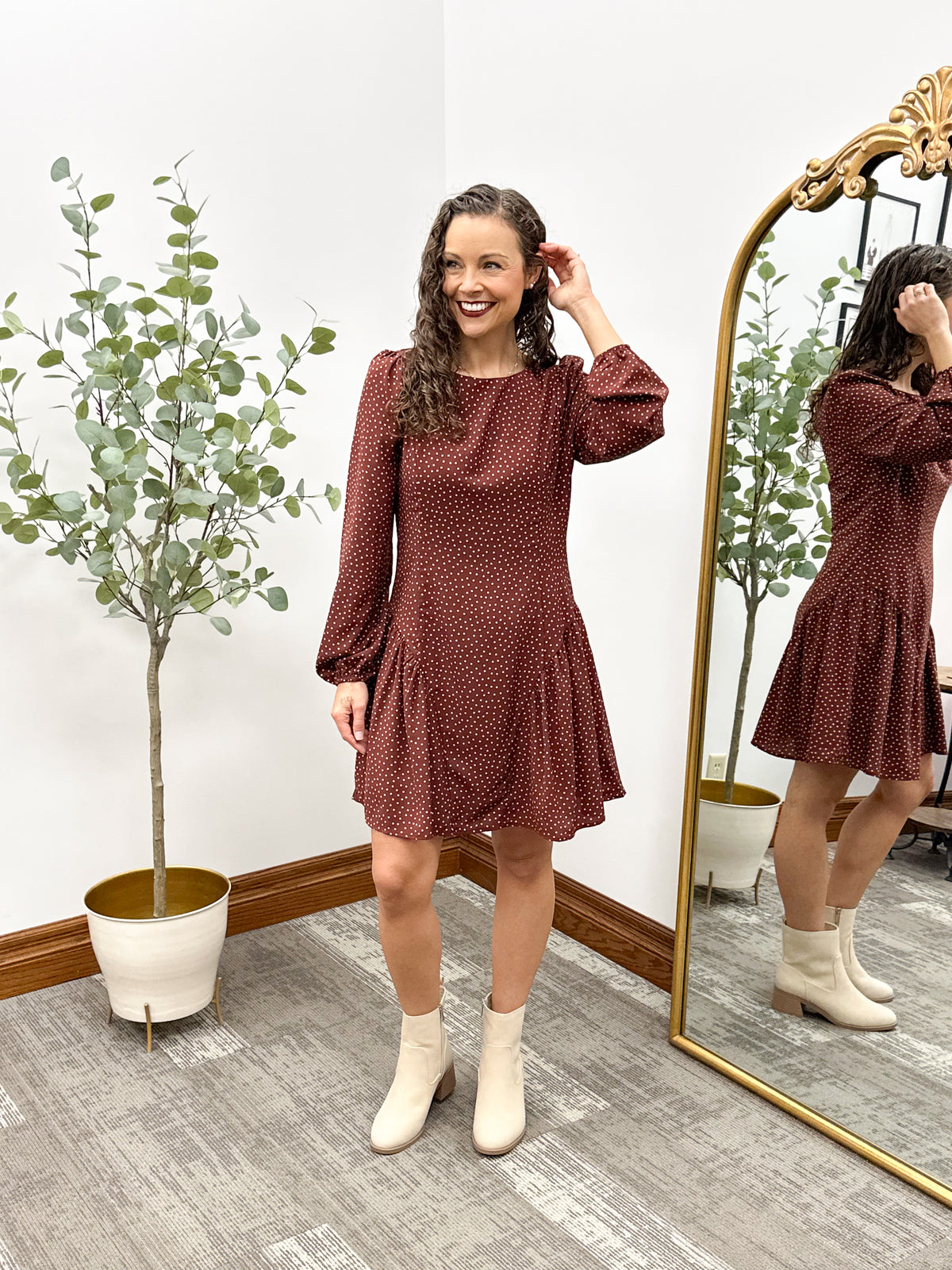 Polka Dot Drop Waist Mini Dress