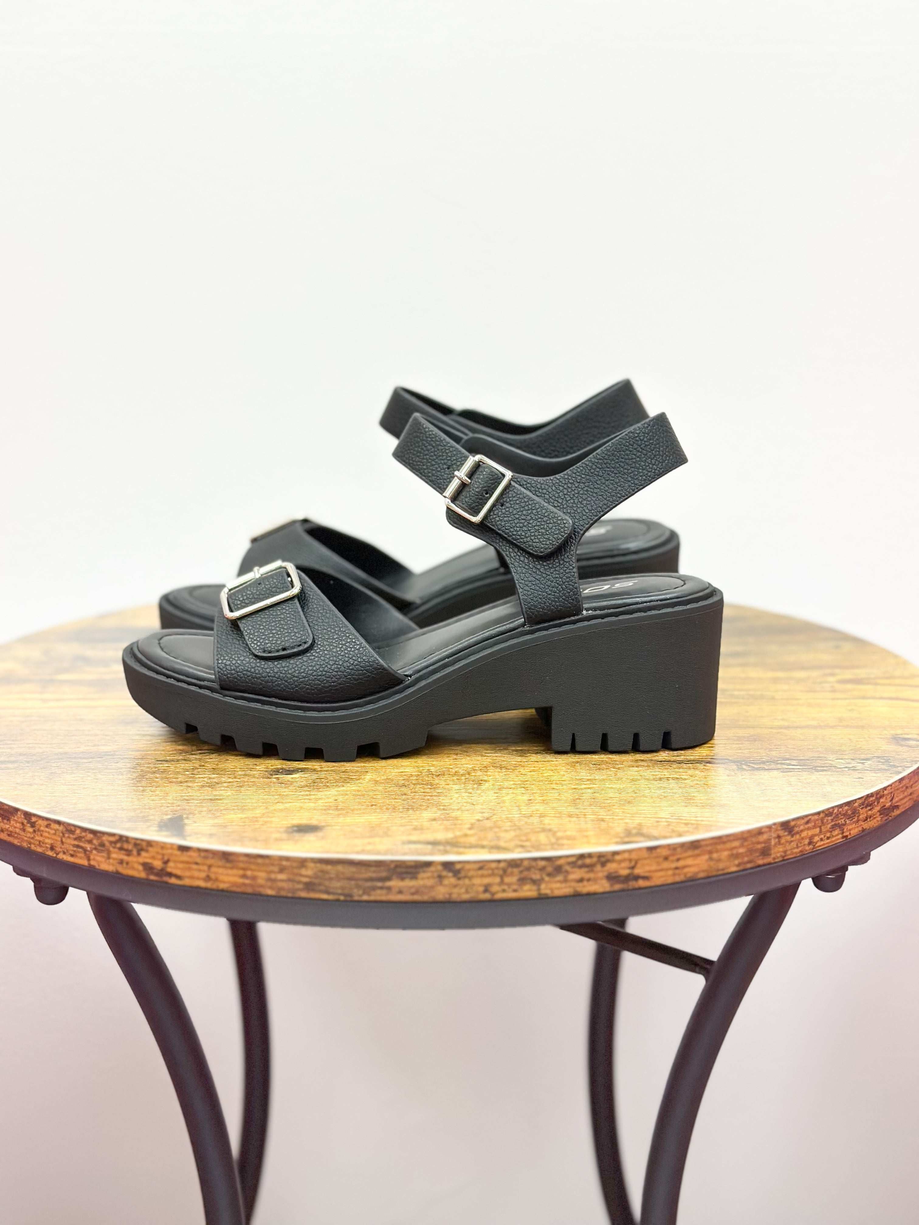 Hazel Black Block Heel Sandals