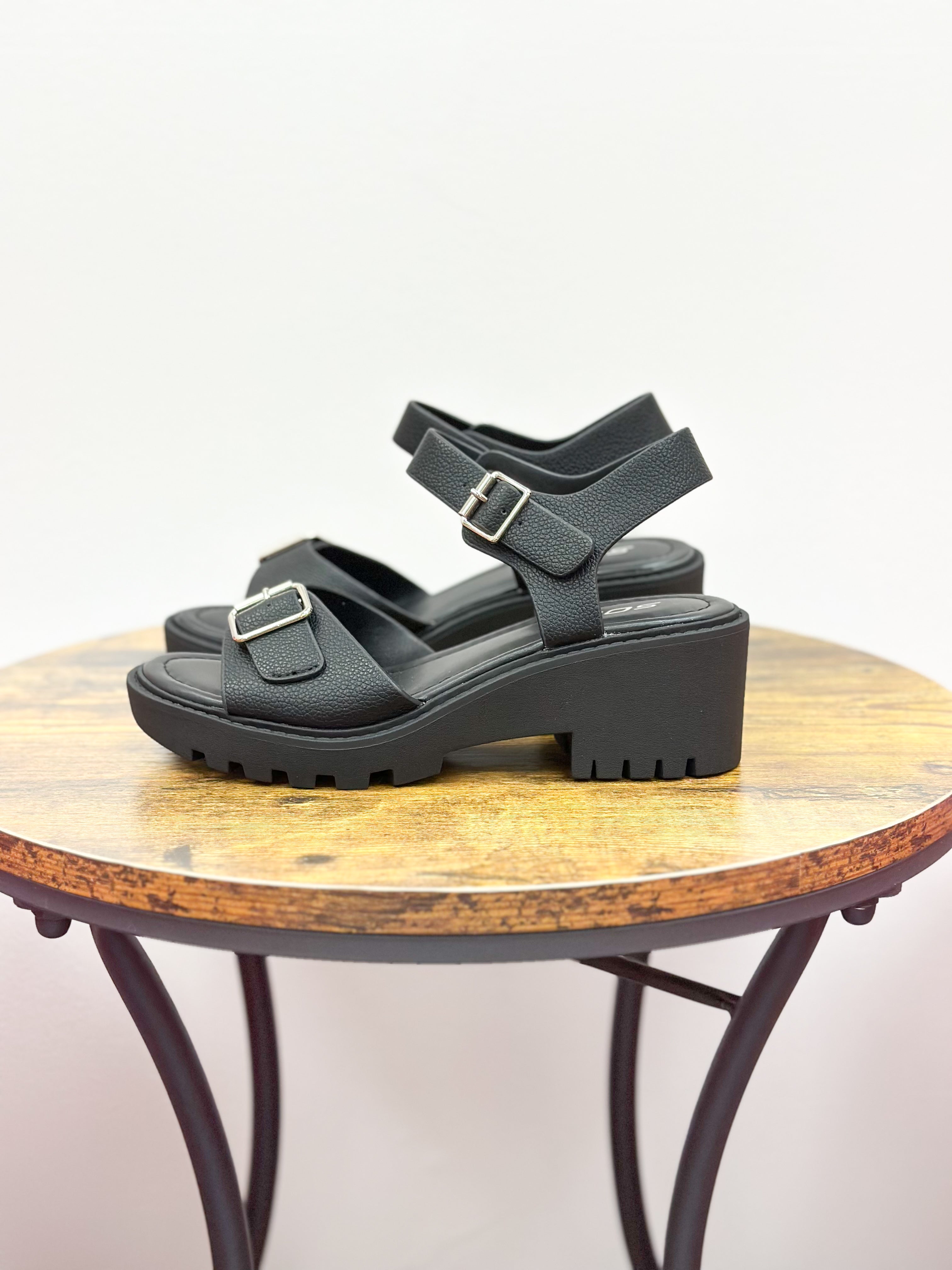Hazel Black Block Heel Sandals