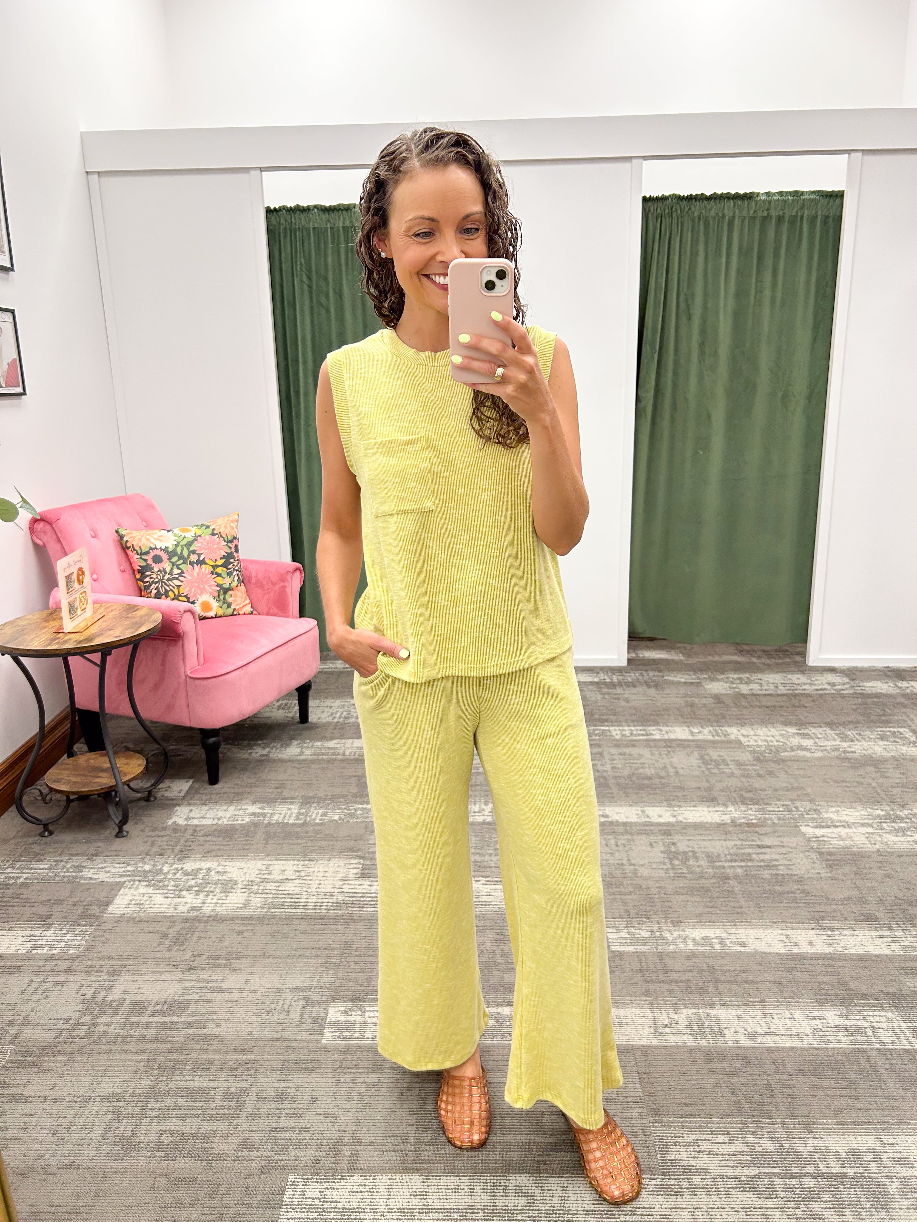 Chartreuse Ribbed Tank Top