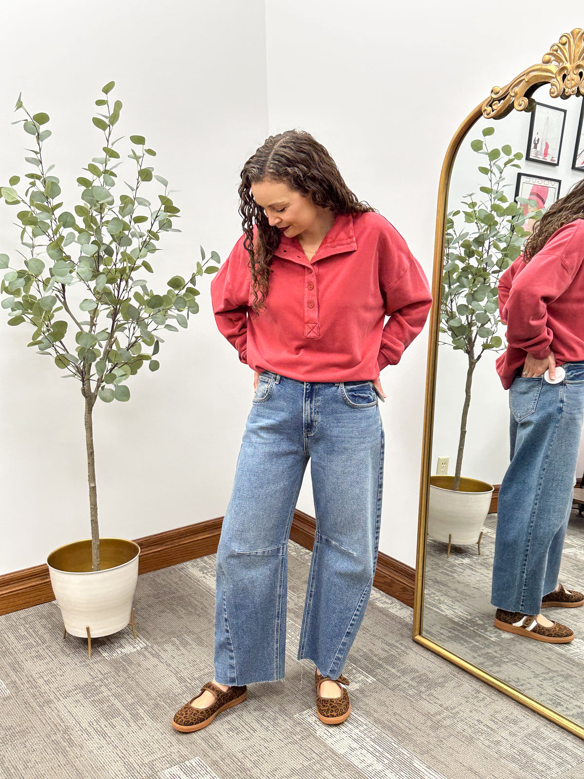 Button Neck Fleece Pullover
