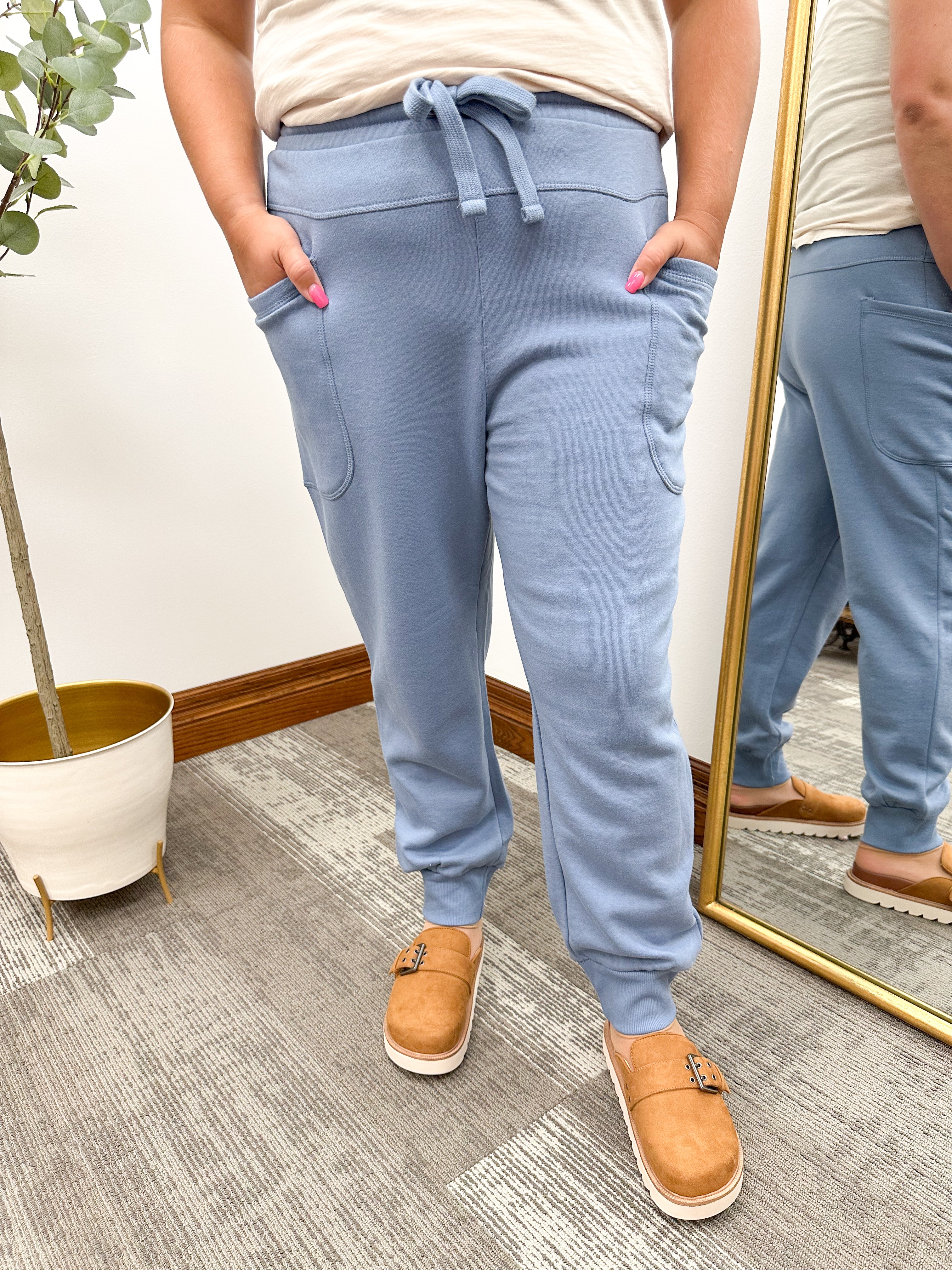 Blue Jogger Sweatpants with Patch Pockets