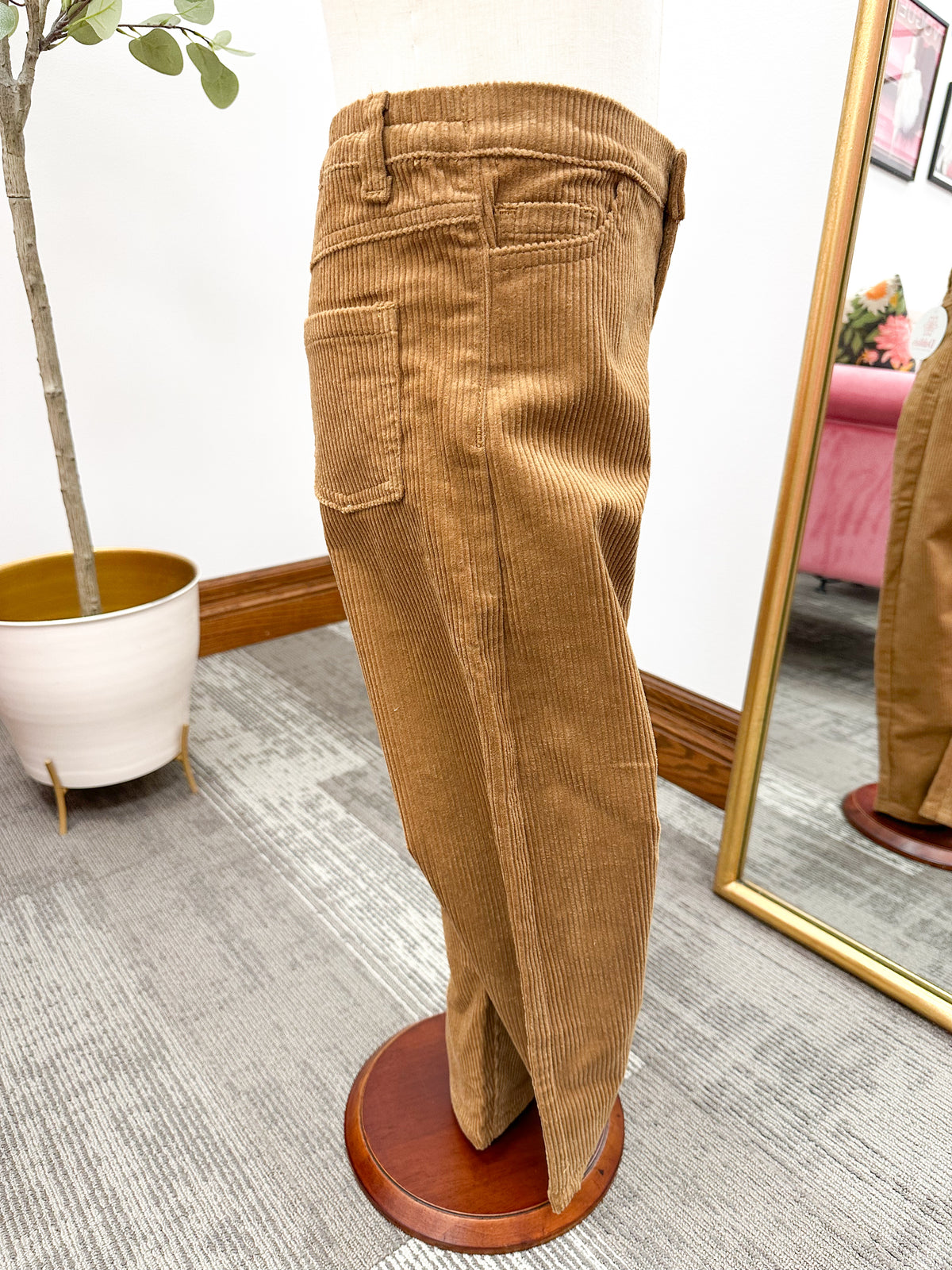 Girls Camel Corduroy Barrel Pants