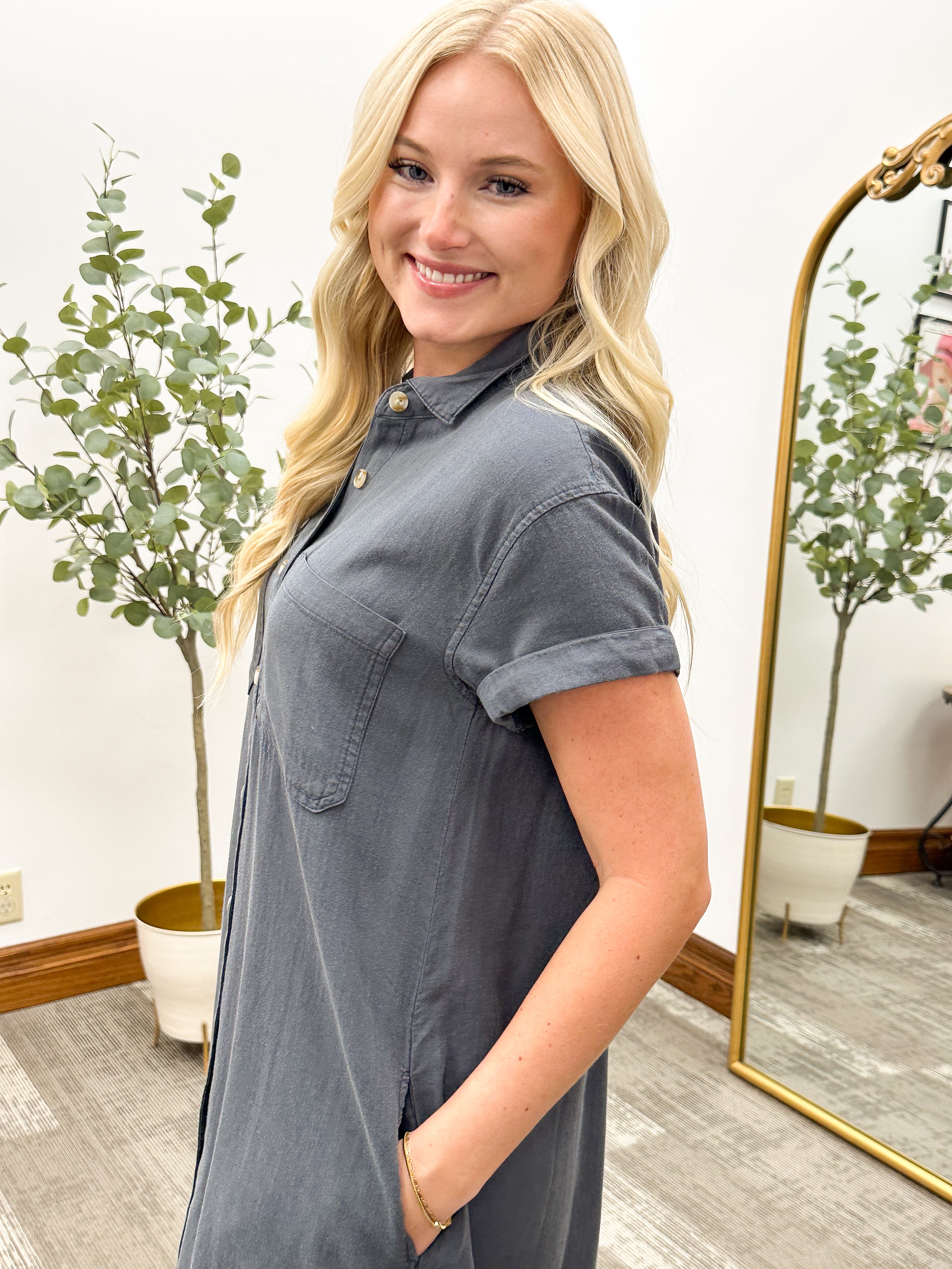 Charcoal Shirt Dress