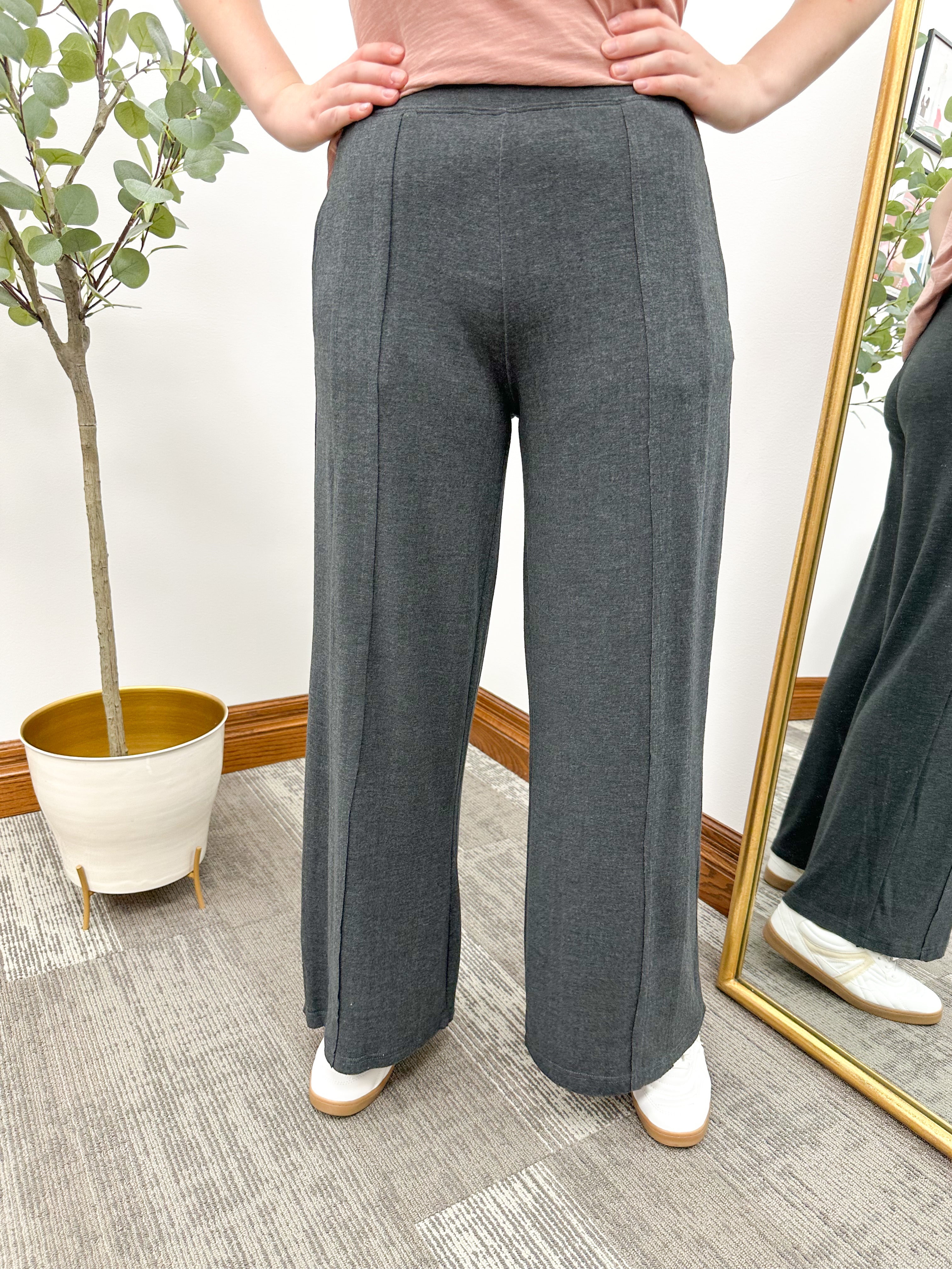 Charcoal Wide Leg Lounge Pants