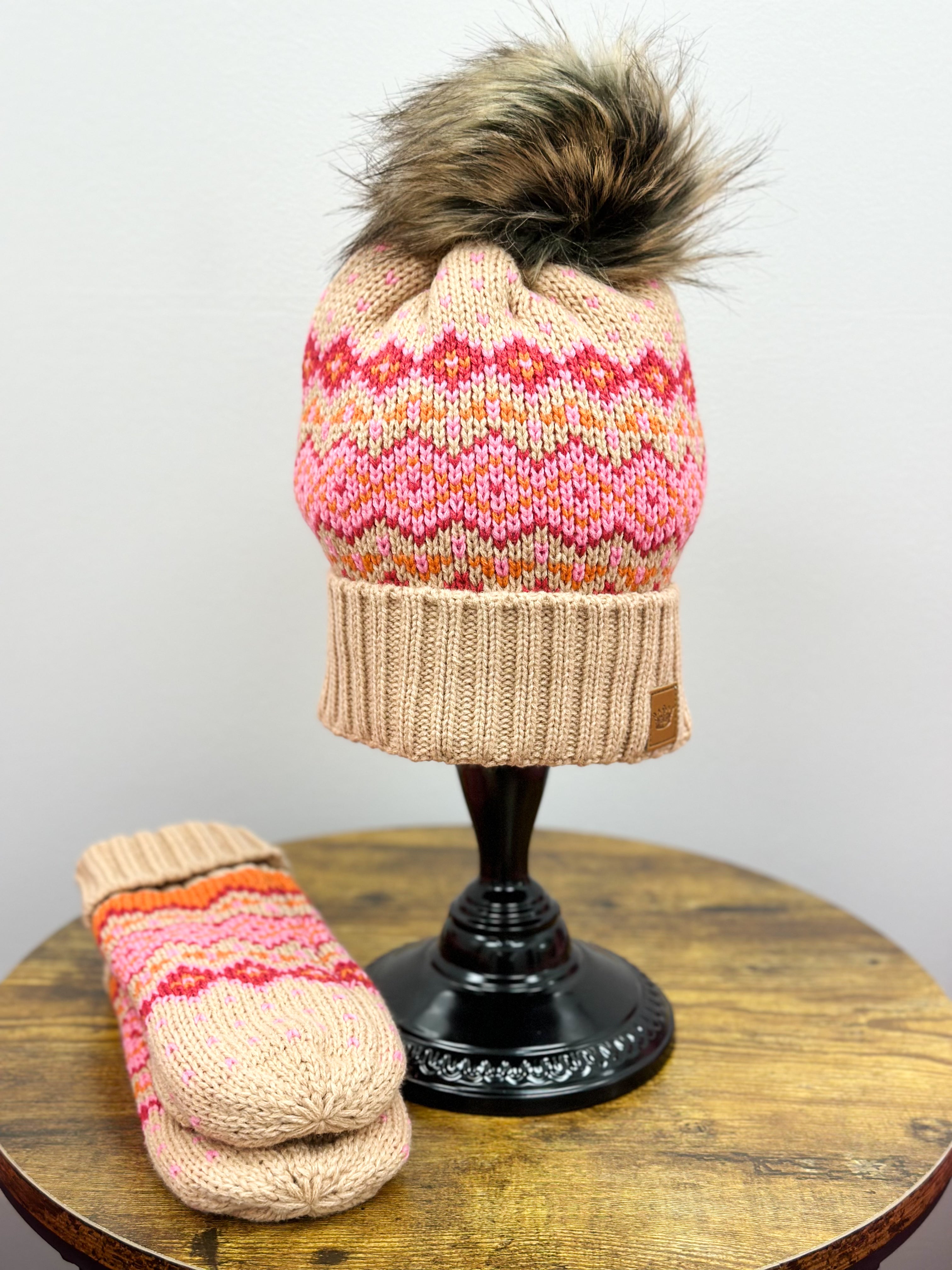 Multi Colored Knit Pom Hat