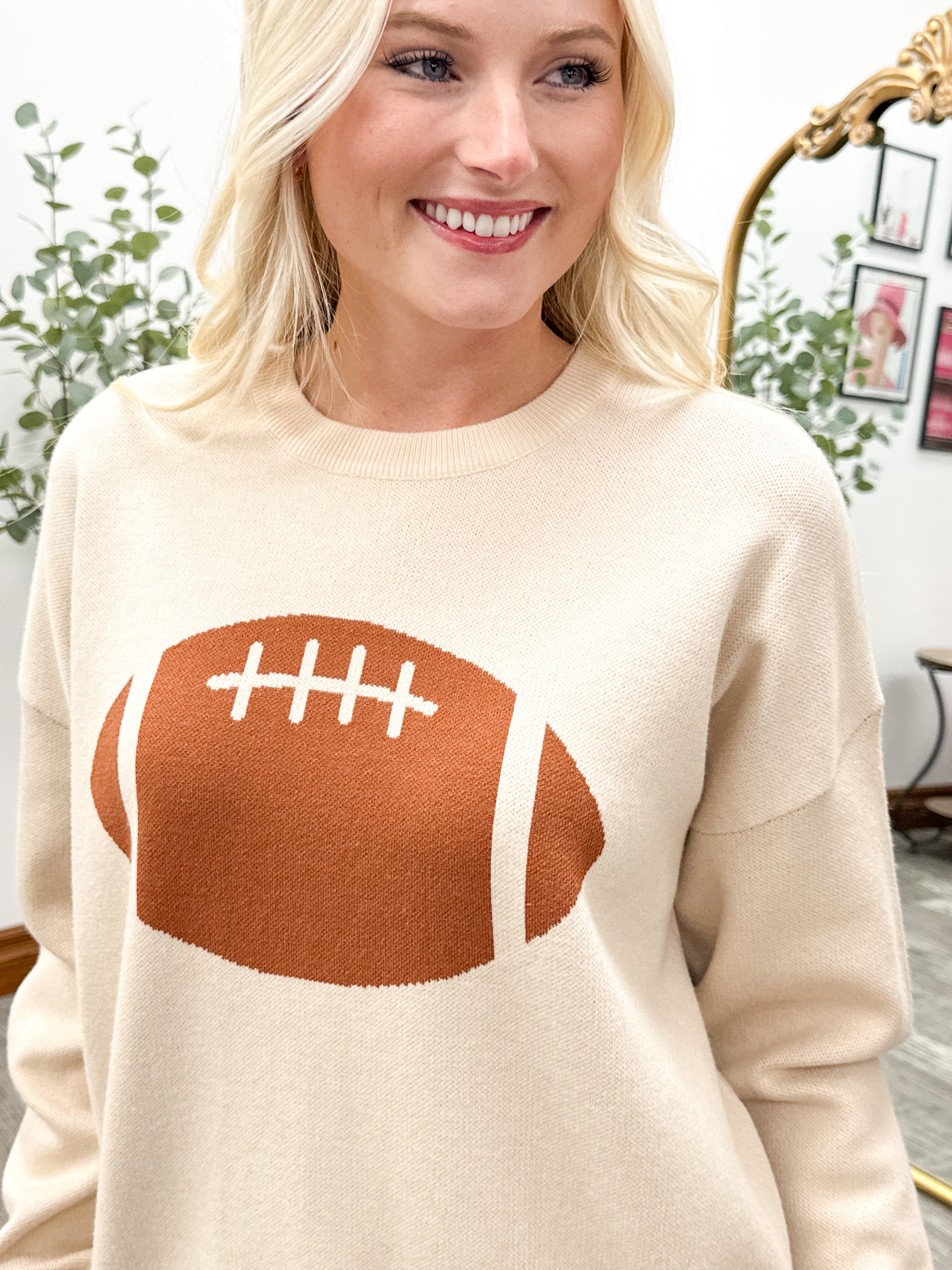 Beige Football Sweater