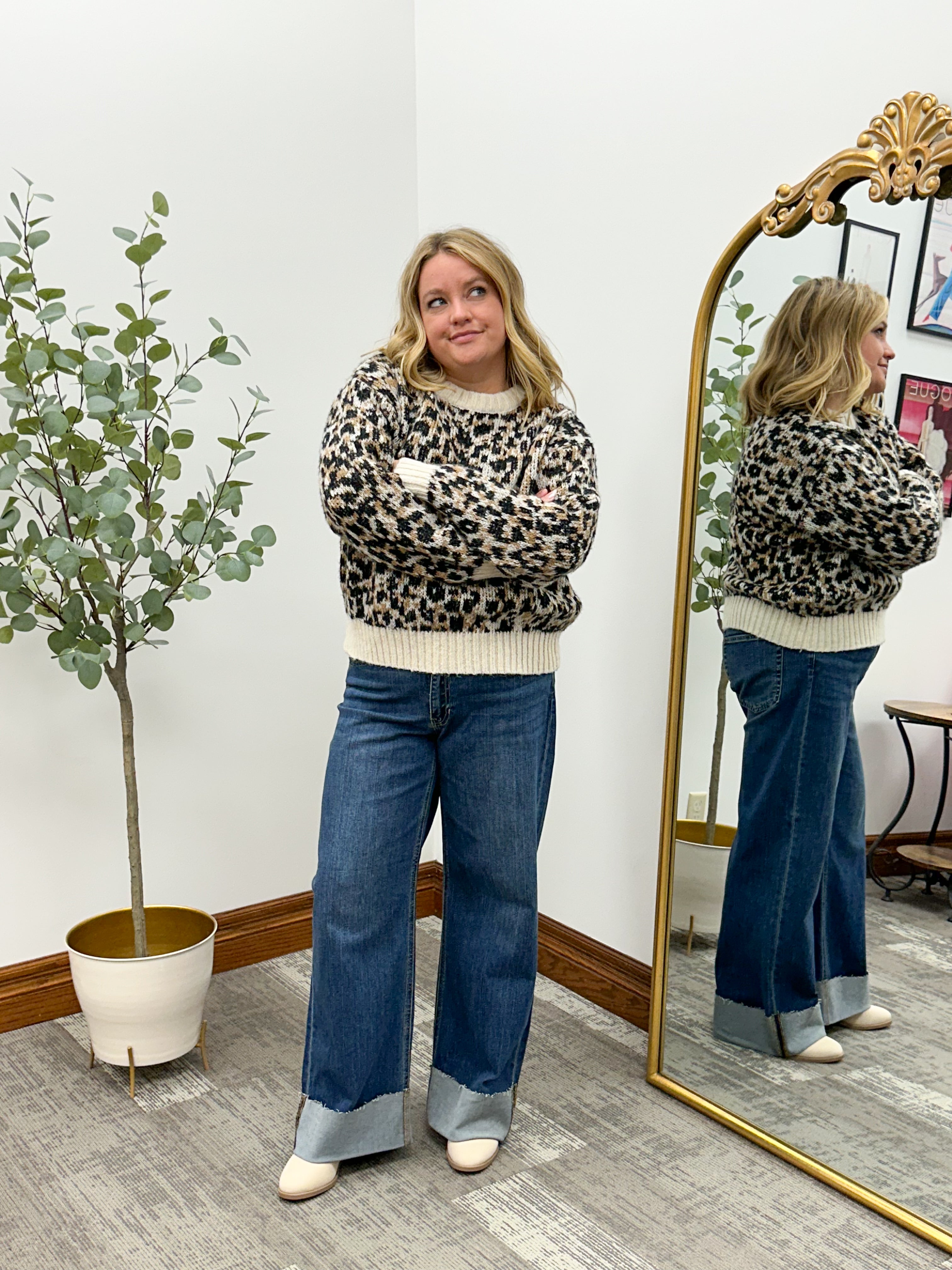 Leopard Print Long Sleeve Sweater