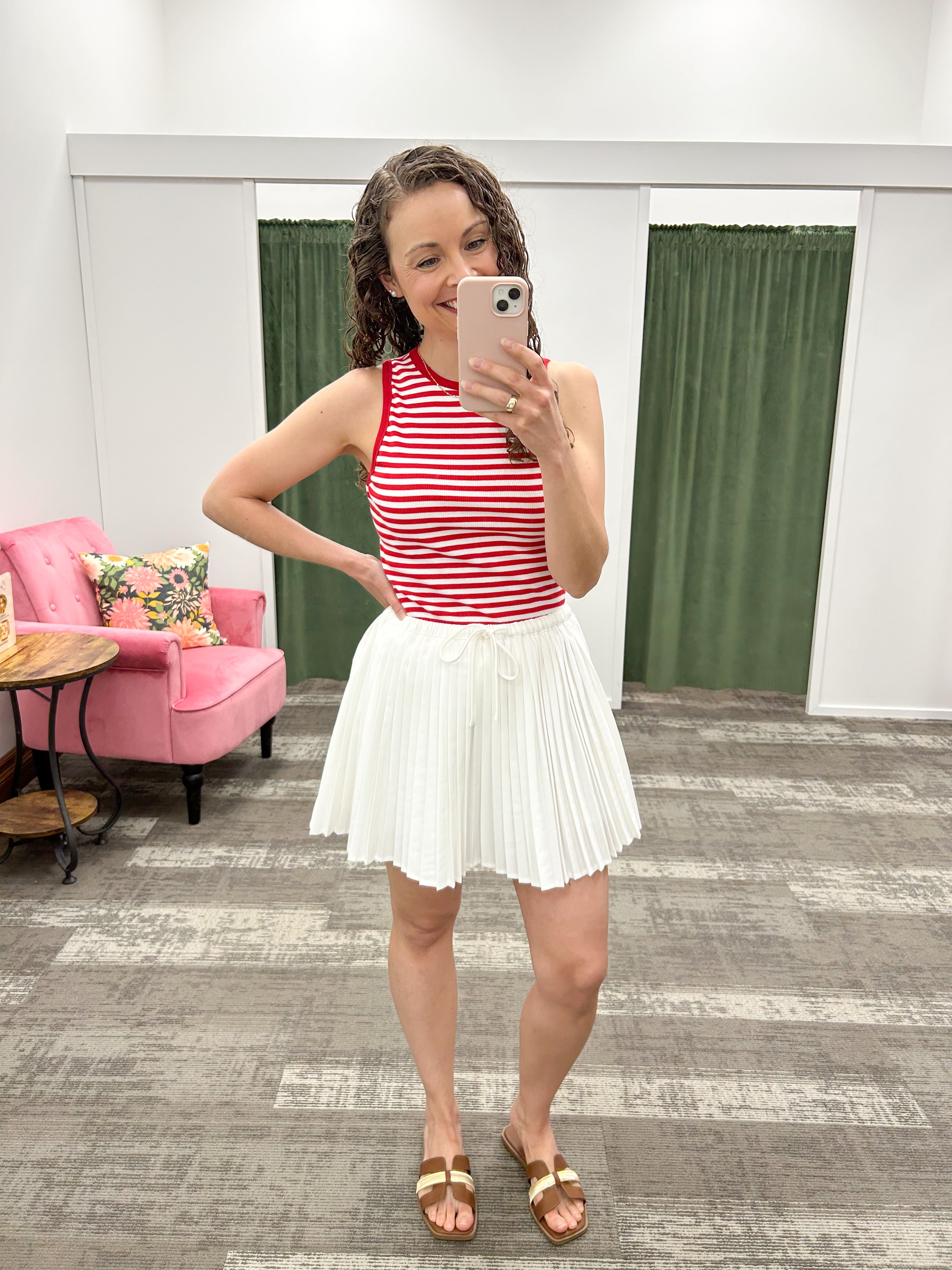 Red & White Striped Tank Top