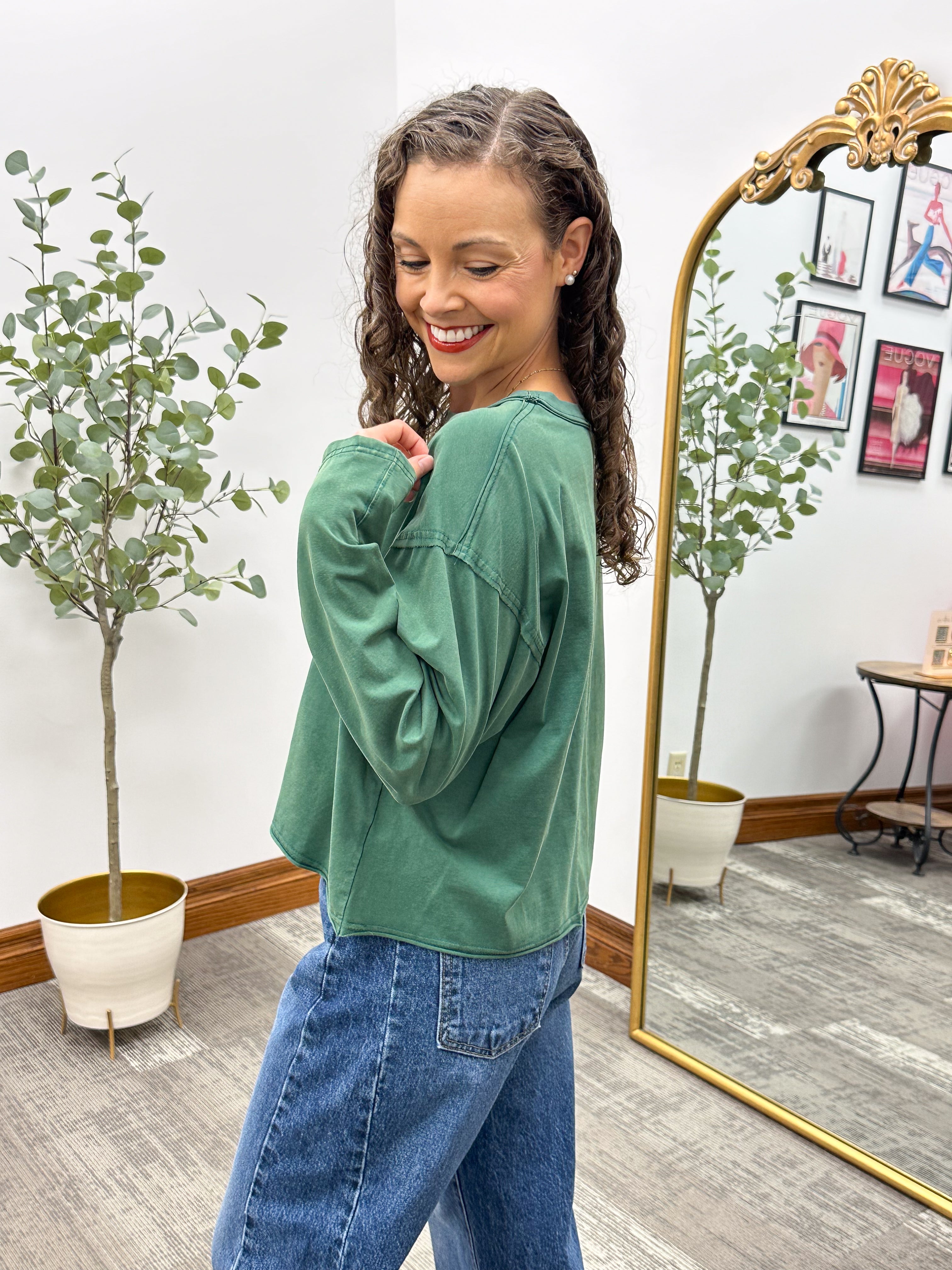 Cropped Oversized Long Sleeve Shirt