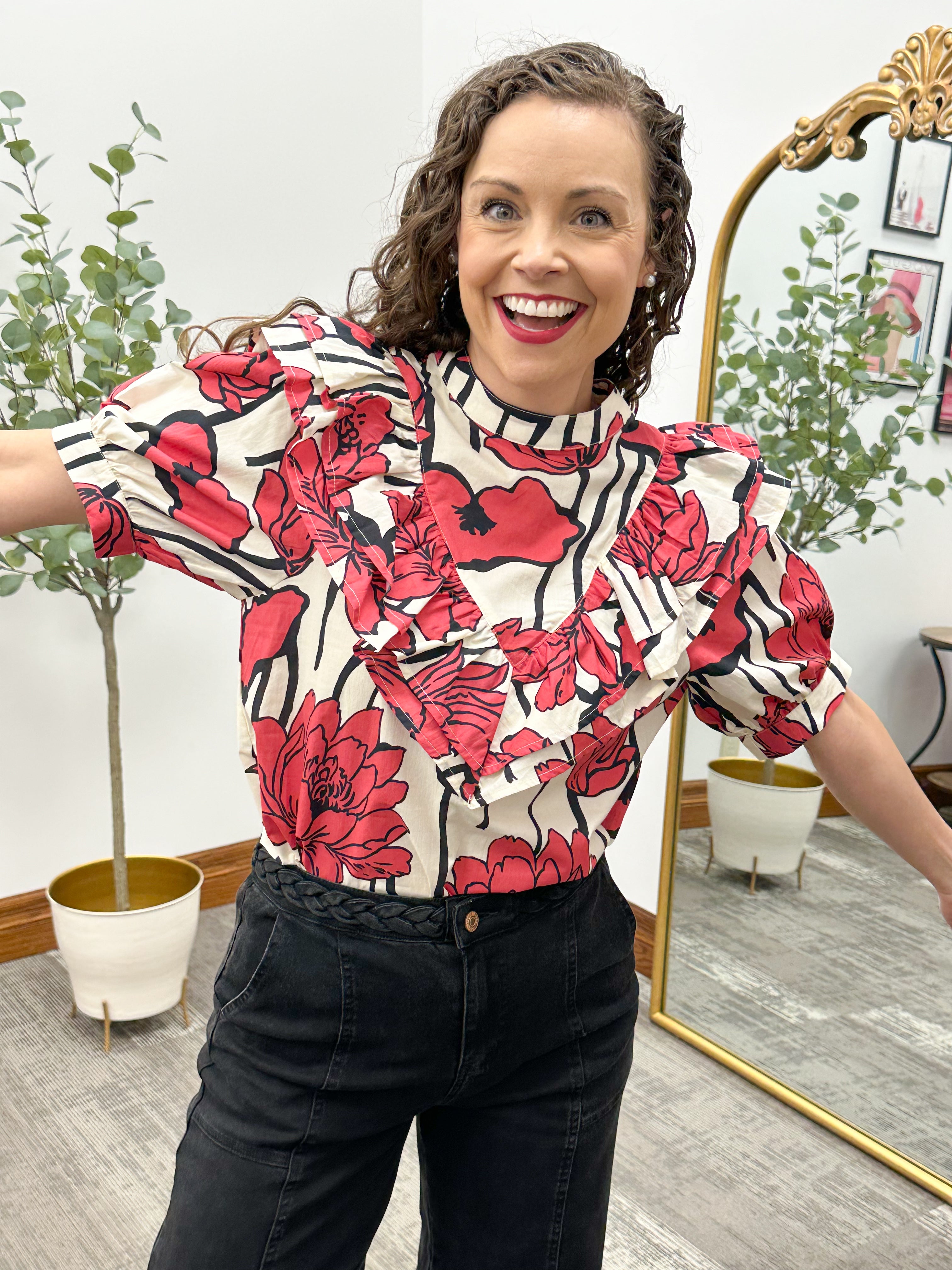 Felicia Red Floral Top