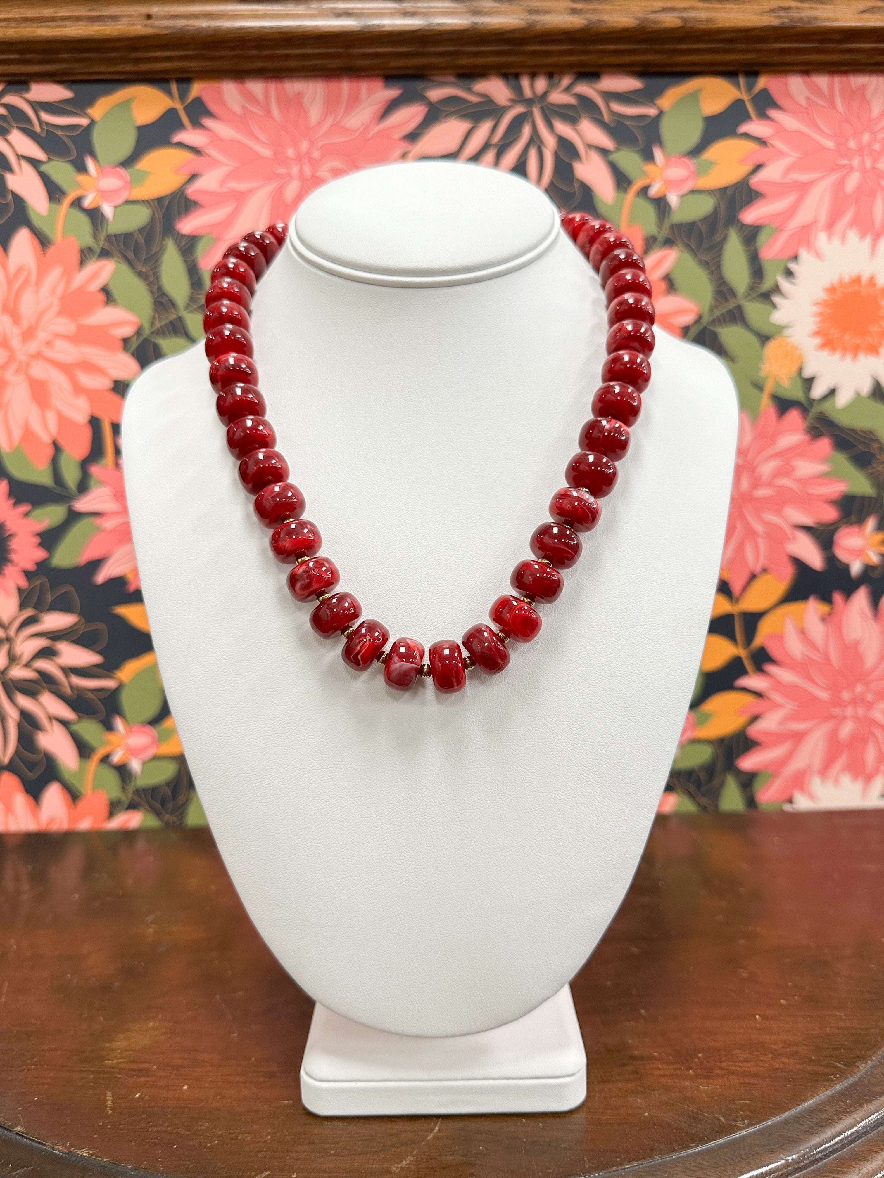 Barrel Marble Beaded Statement Necklace