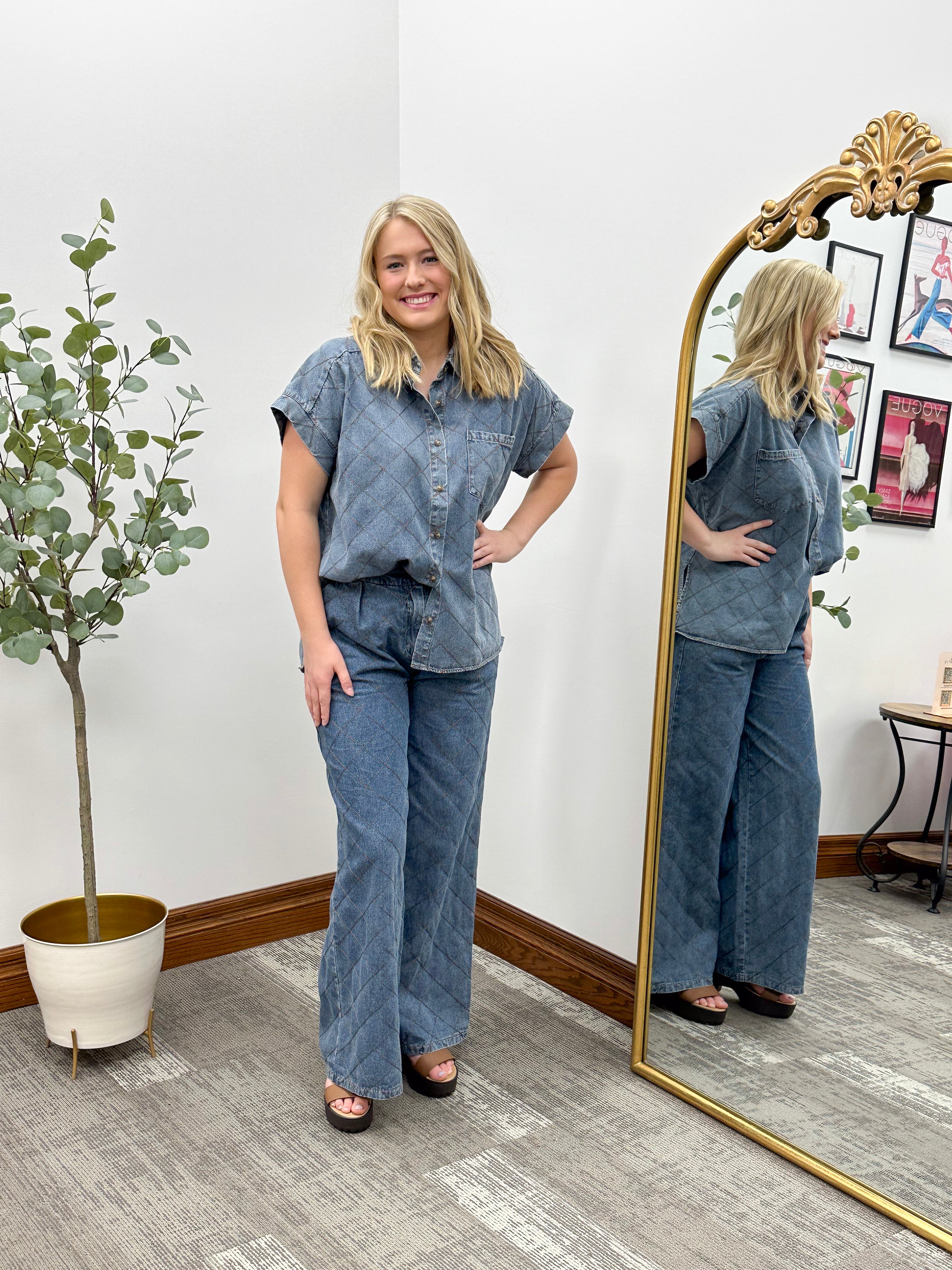 Oversized Denim Button Up Shirt