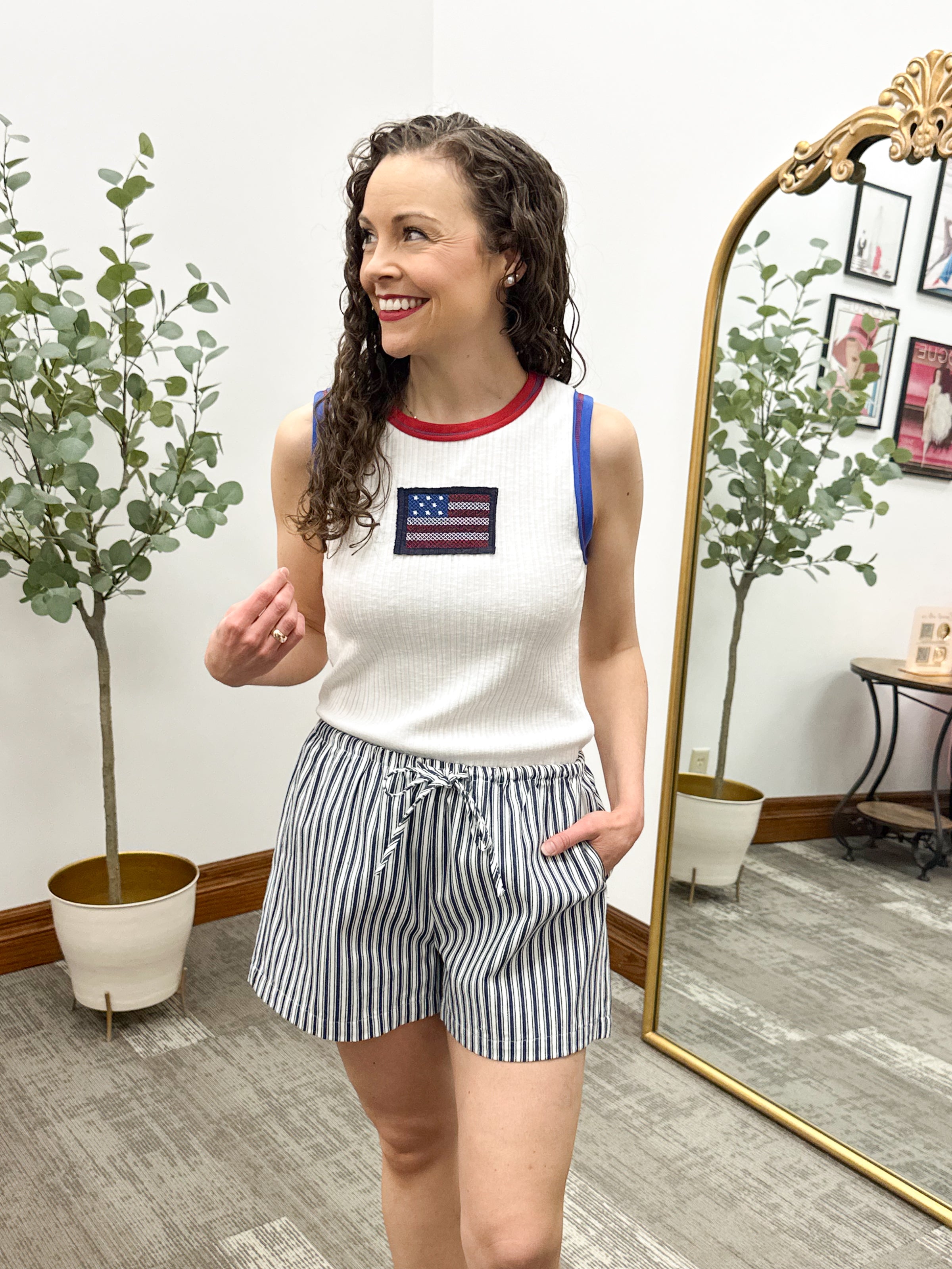 American Flag Patch Tank Top
