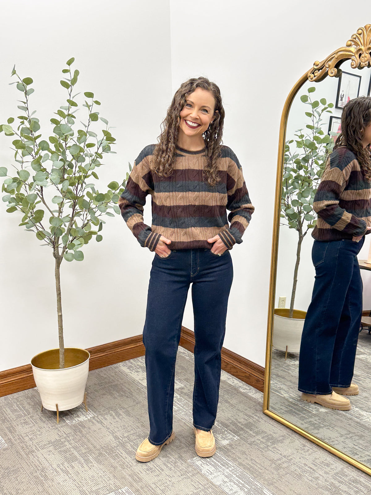 Carlisle Brown & Charcoal Stripe Sweater