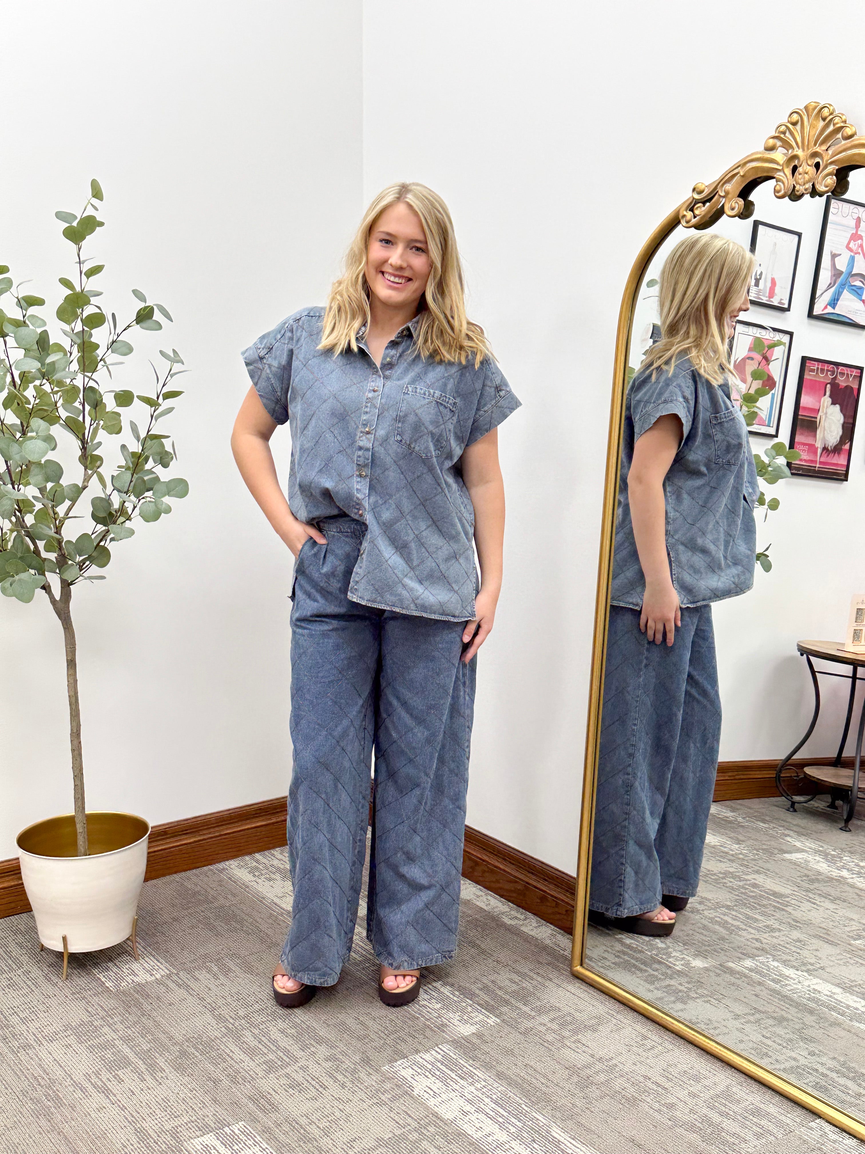 Oversized Denim Button Up Shirt