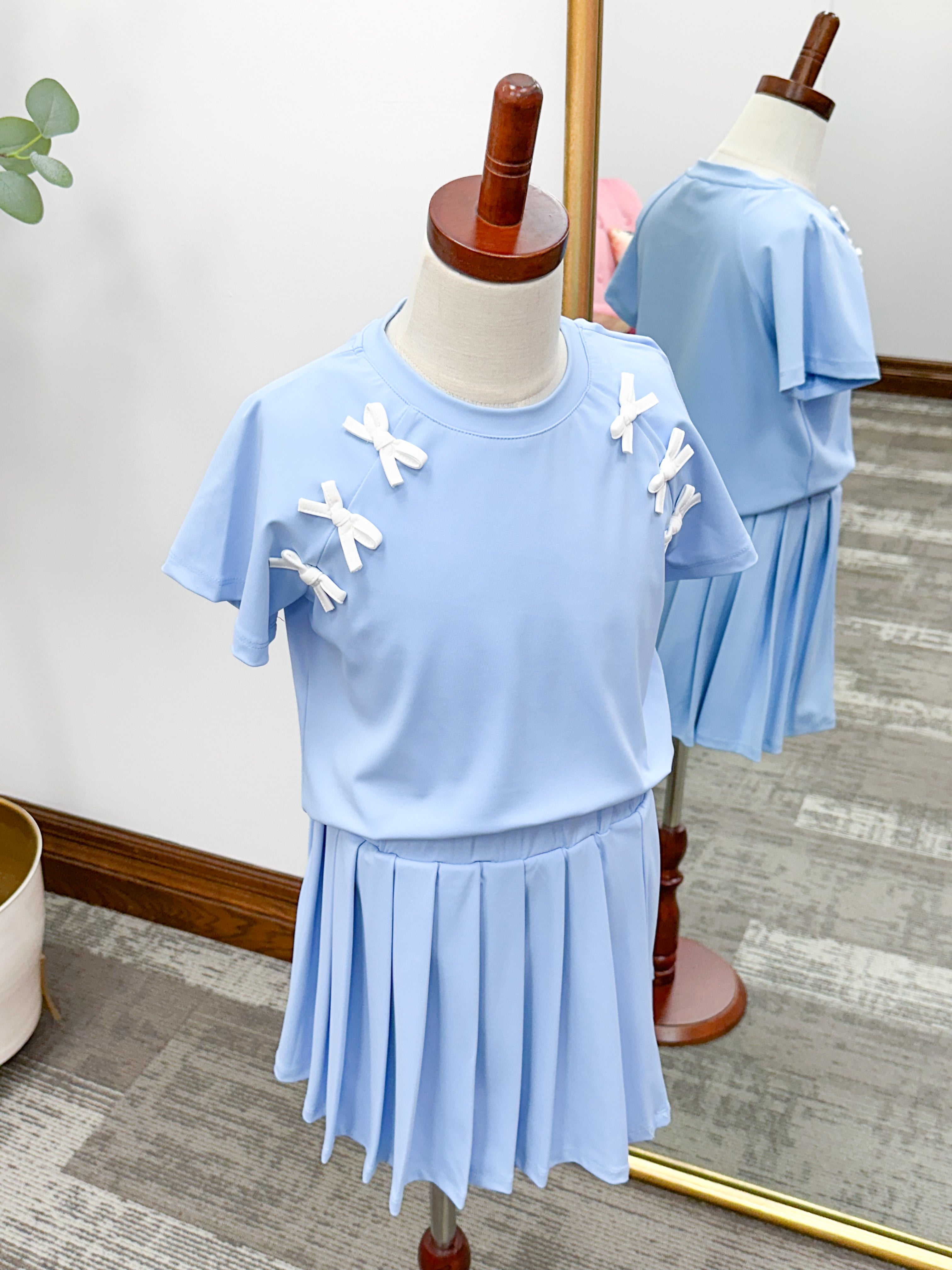 Girls Baby Blue Athletic Skort Set