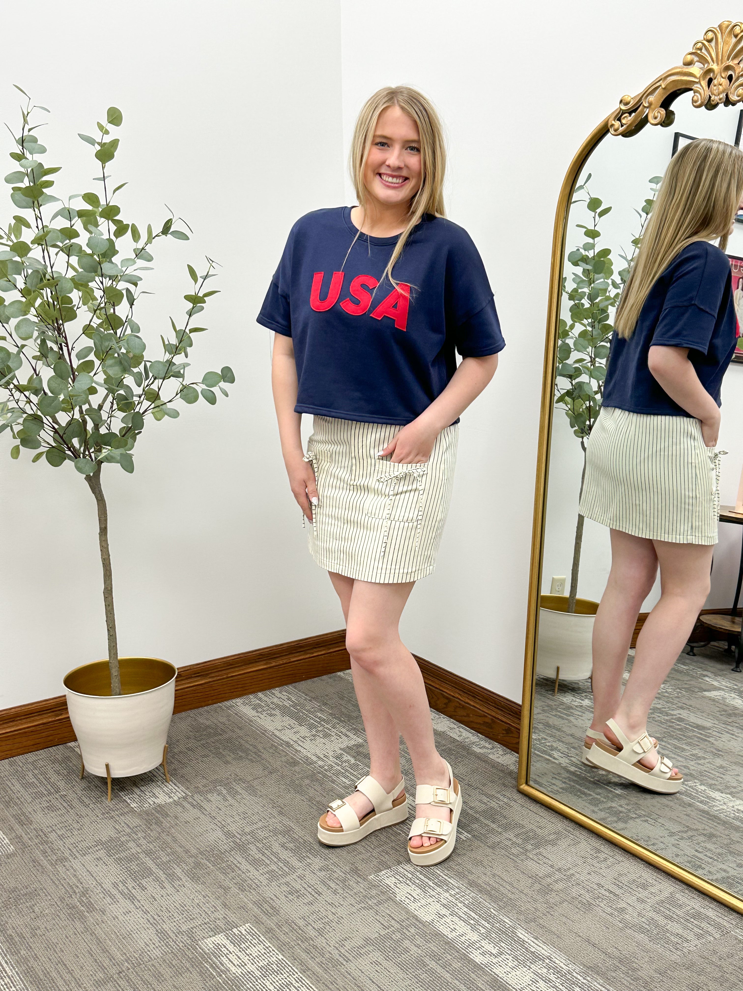 USA Navy Cropped T-Shirt