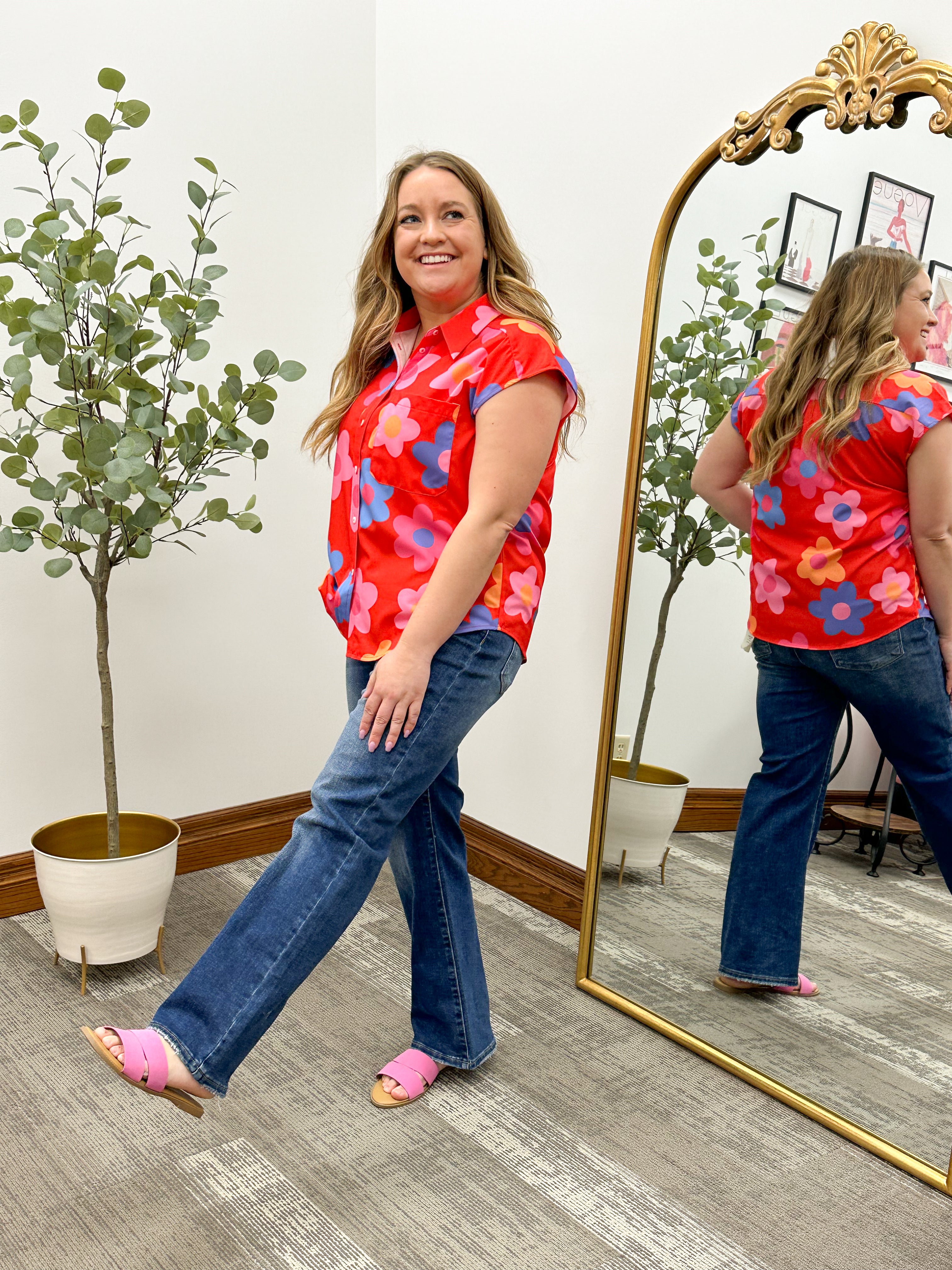 Tori Floral Button Up Top