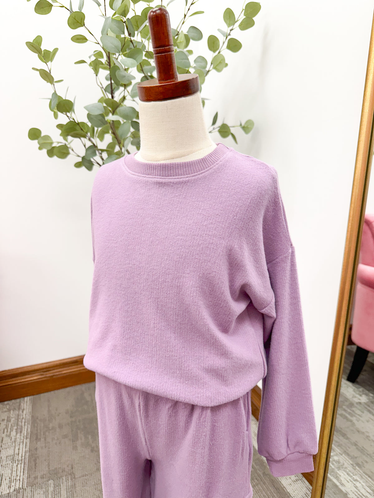 Girls Lavender Brushed Long Sleeve Top