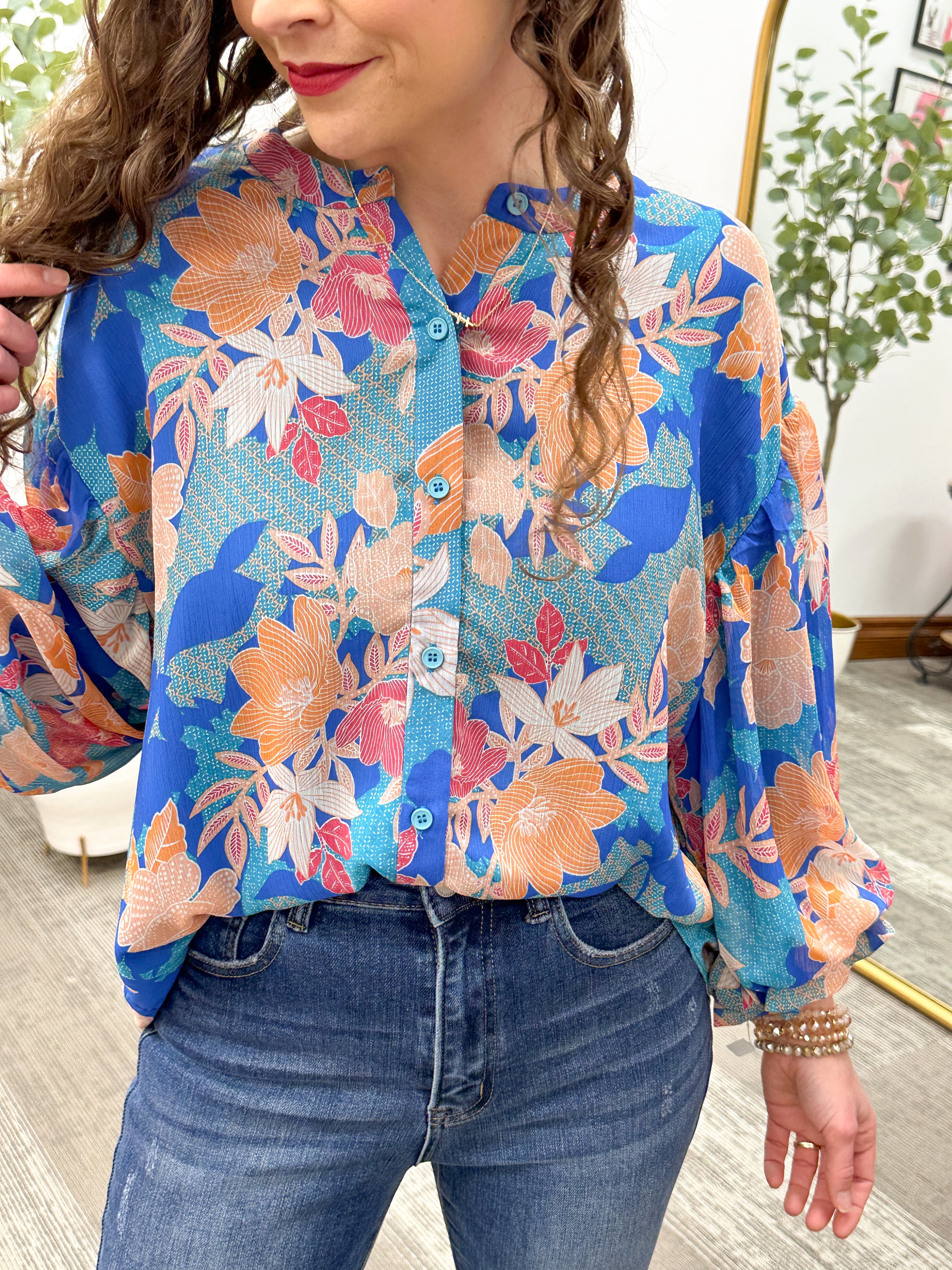 Emery Floral Balloon Sleeve Blouse