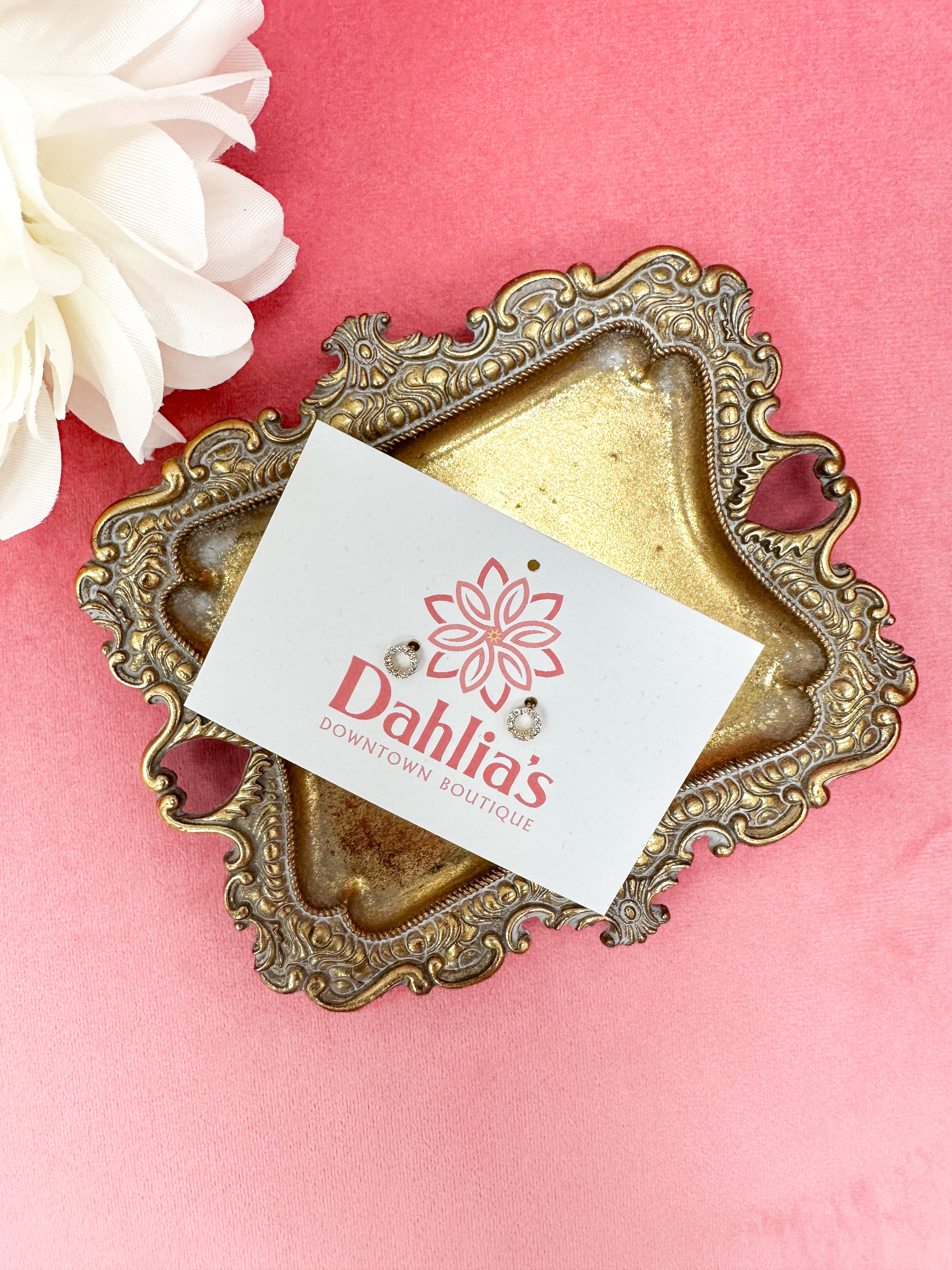 Cubic Zirconia Small Circle Stud Earrings